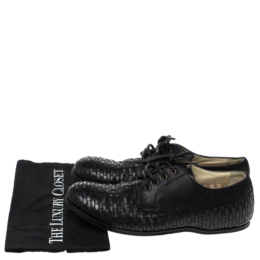Dolce & Gabbana Black Woven Leather And Suede Lace Up Derby Size 42