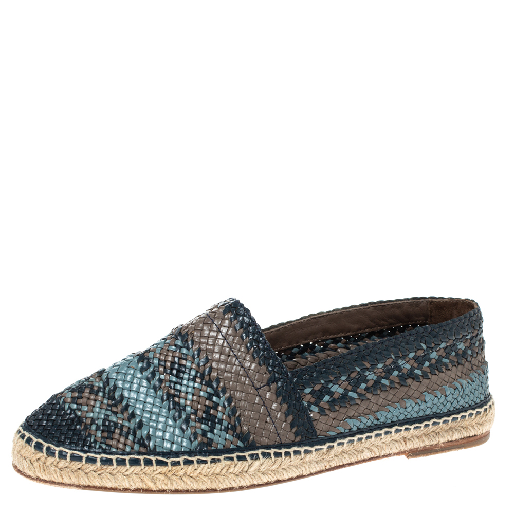 Image of Dolce & Gabbana Multicolor Woven Leather Espadrilles Size