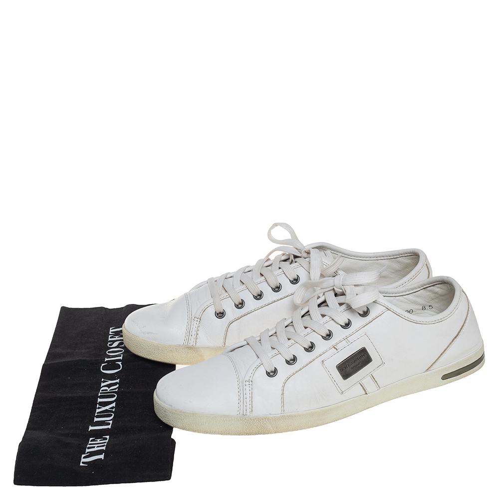 Dolce & Gabbana White Leather Low Top Sneakers Size 42.5