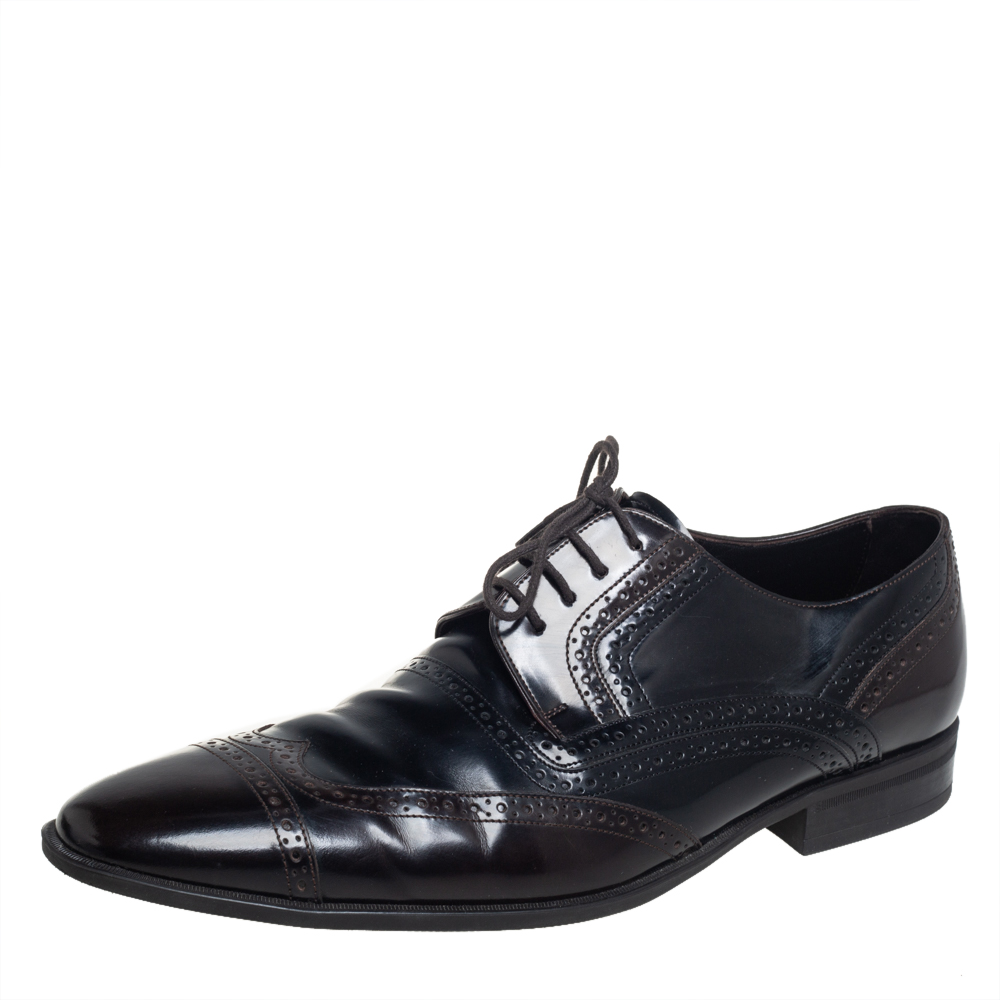 Dolce & Gabbana Two Tone Brogue Leather Lace Up Derby Size 44