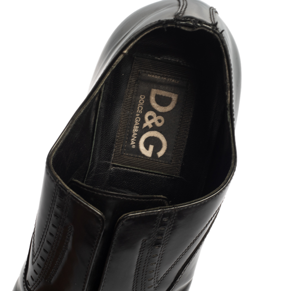 Dolce & Gabbana Black Leather Slip On Oxfords Size 41