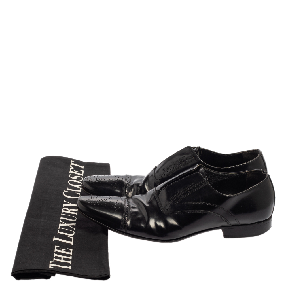 Dolce & Gabbana Black Leather Slip On Oxfords Size 41