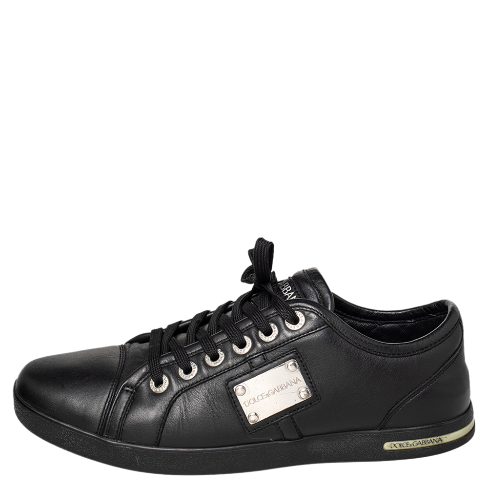 Dolce & Gabbana Black Cap Toe Low Top Sneakers Size 40.5