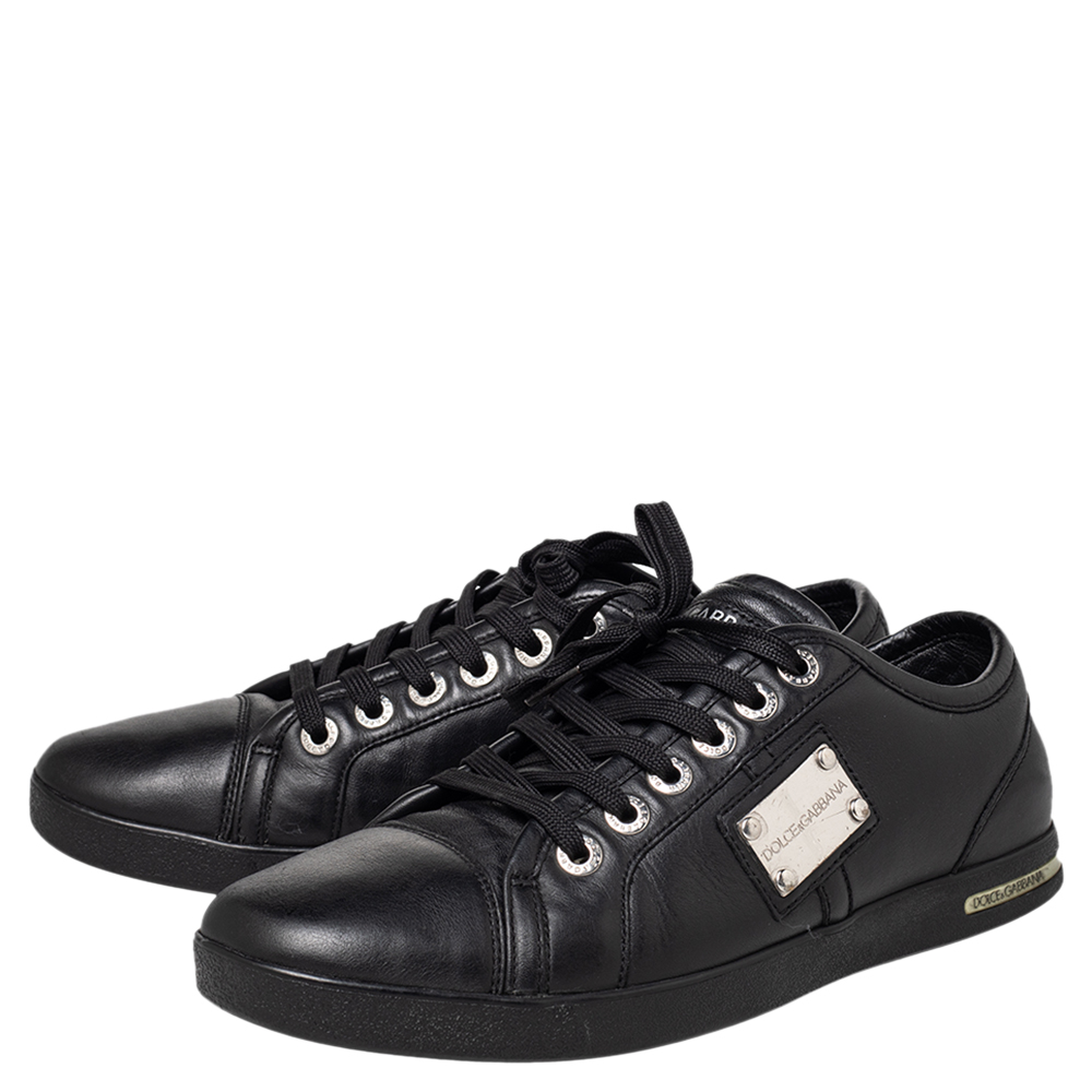 Dolce & Gabbana Black Cap Toe Low Top Sneakers Size 40.5