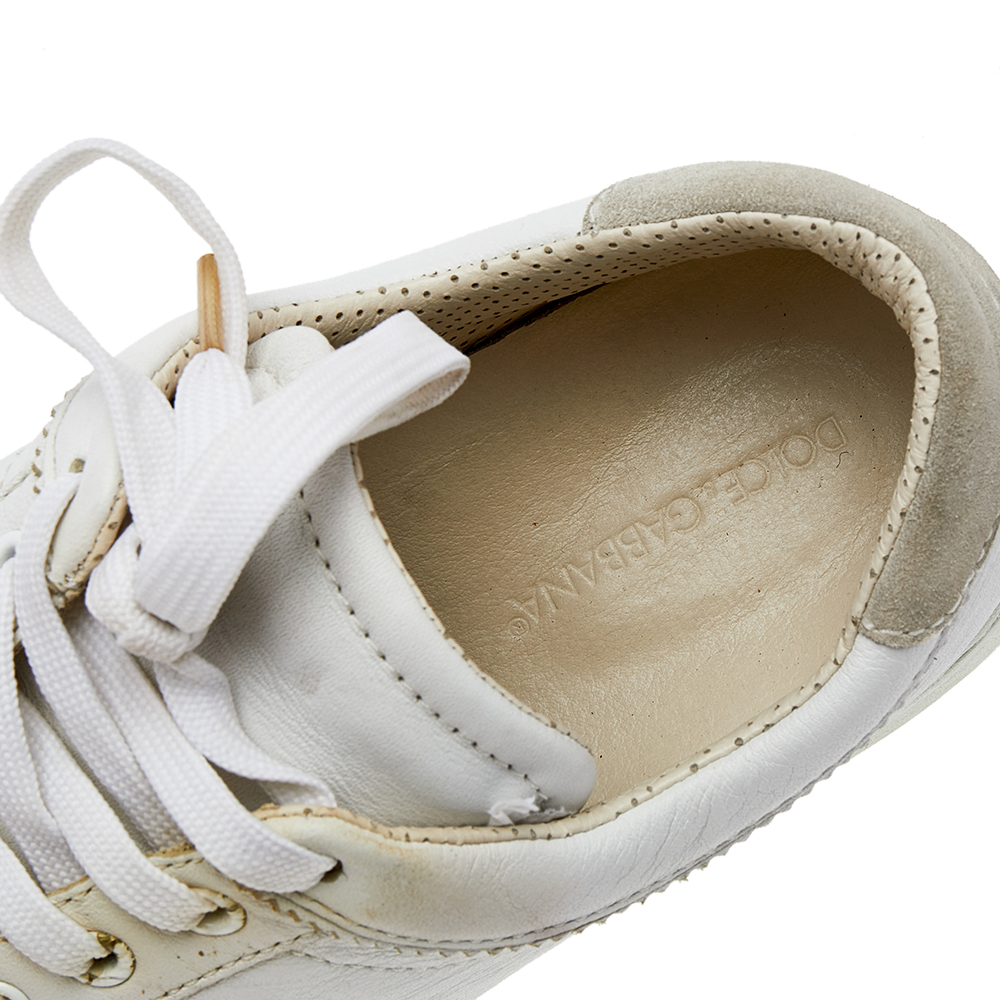 Dolce & Gabbana White Leather Low Top Sneakers Size 43