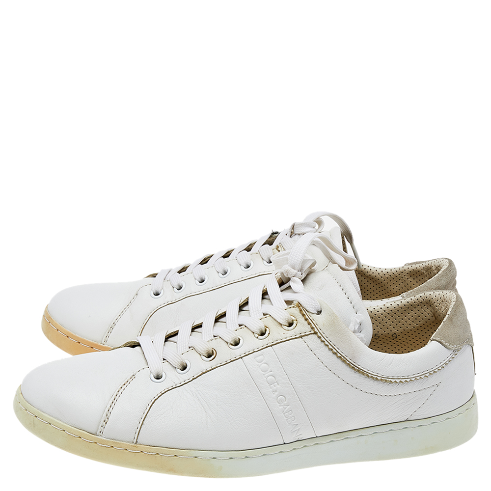 Dolce & Gabbana White Leather Low Top Sneakers Size 43