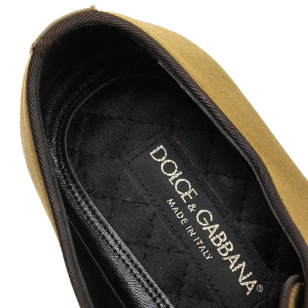Dolce & Gabbana Olive Green Velvet Slip On Loafers Size 43