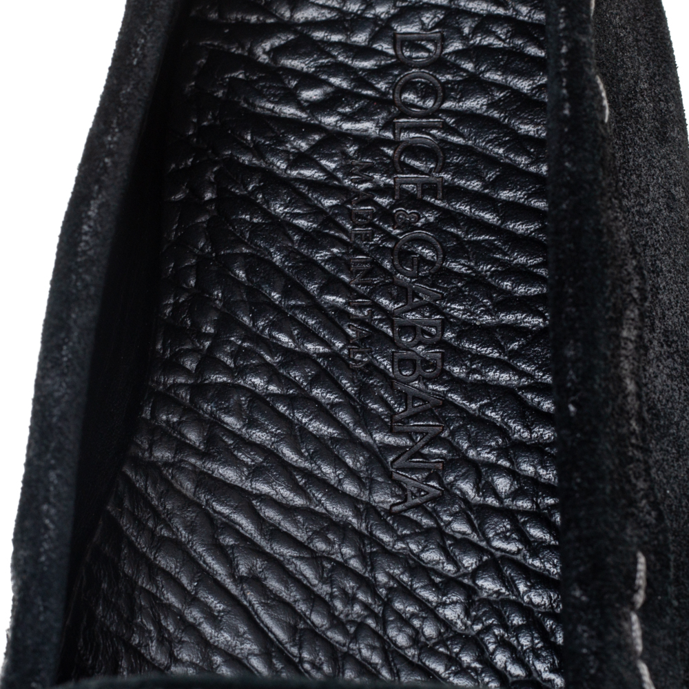 Dolce & Gabbana Dark Green Suede Slip On Loafers Size 44