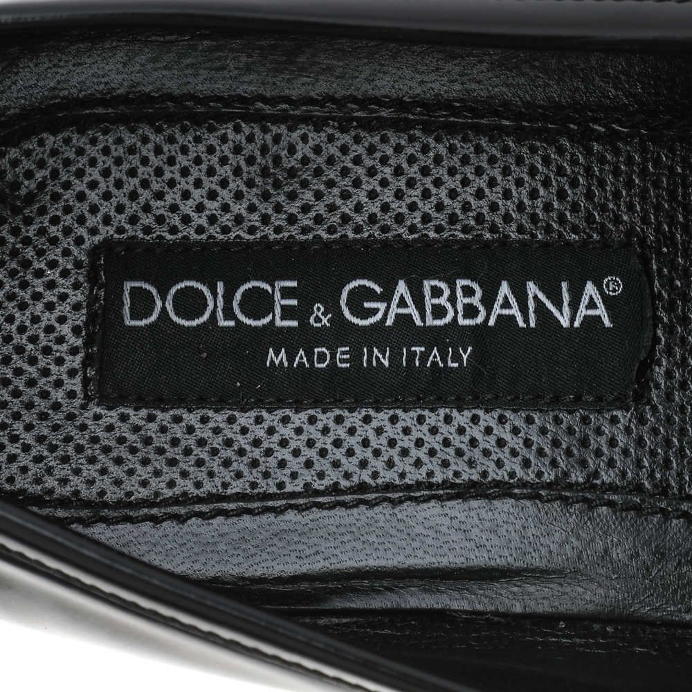Dolce & Gabbana Black Leather Slip On Loafers Size 44