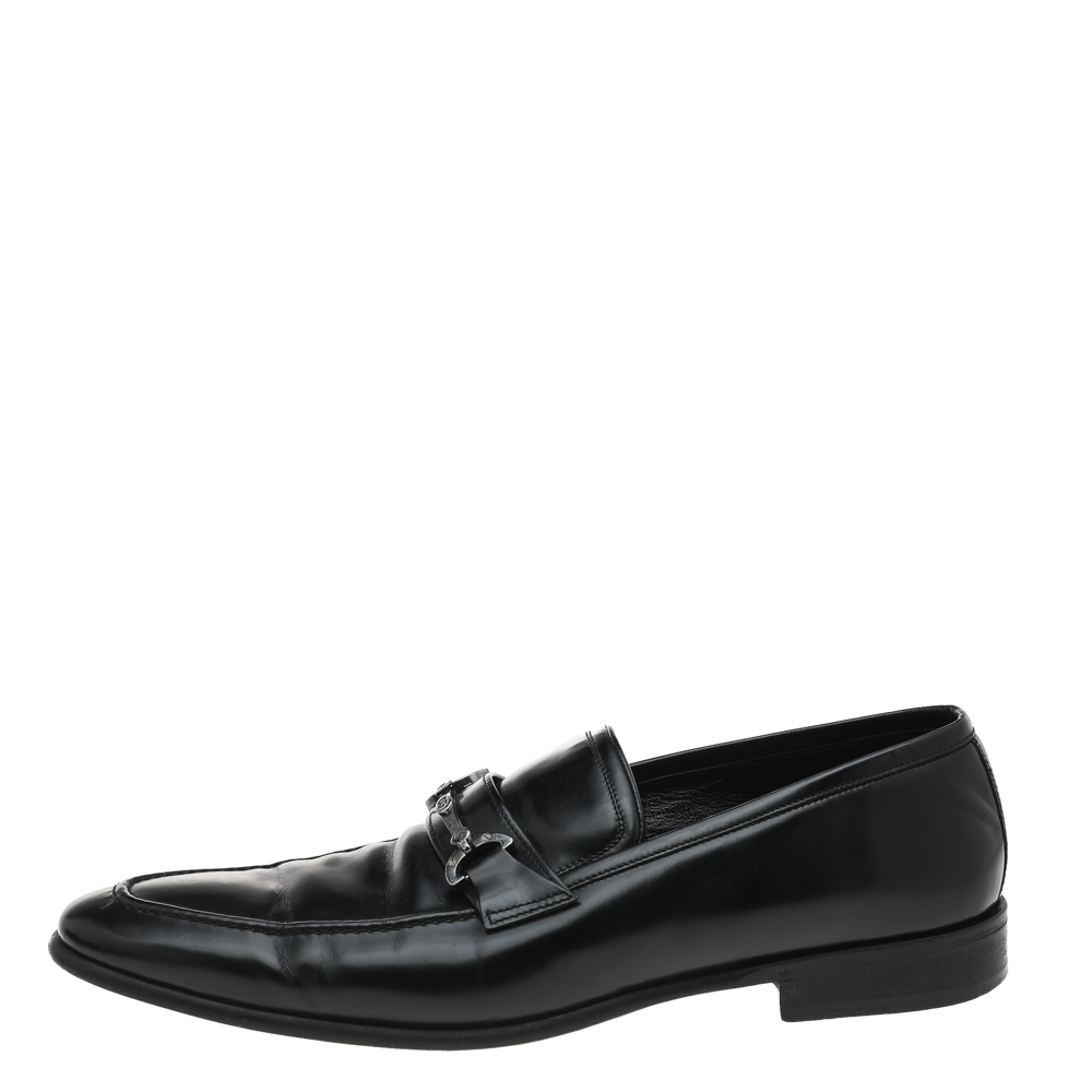 Dolce & Gabbana Black Leather Slip On Loafers Size 44