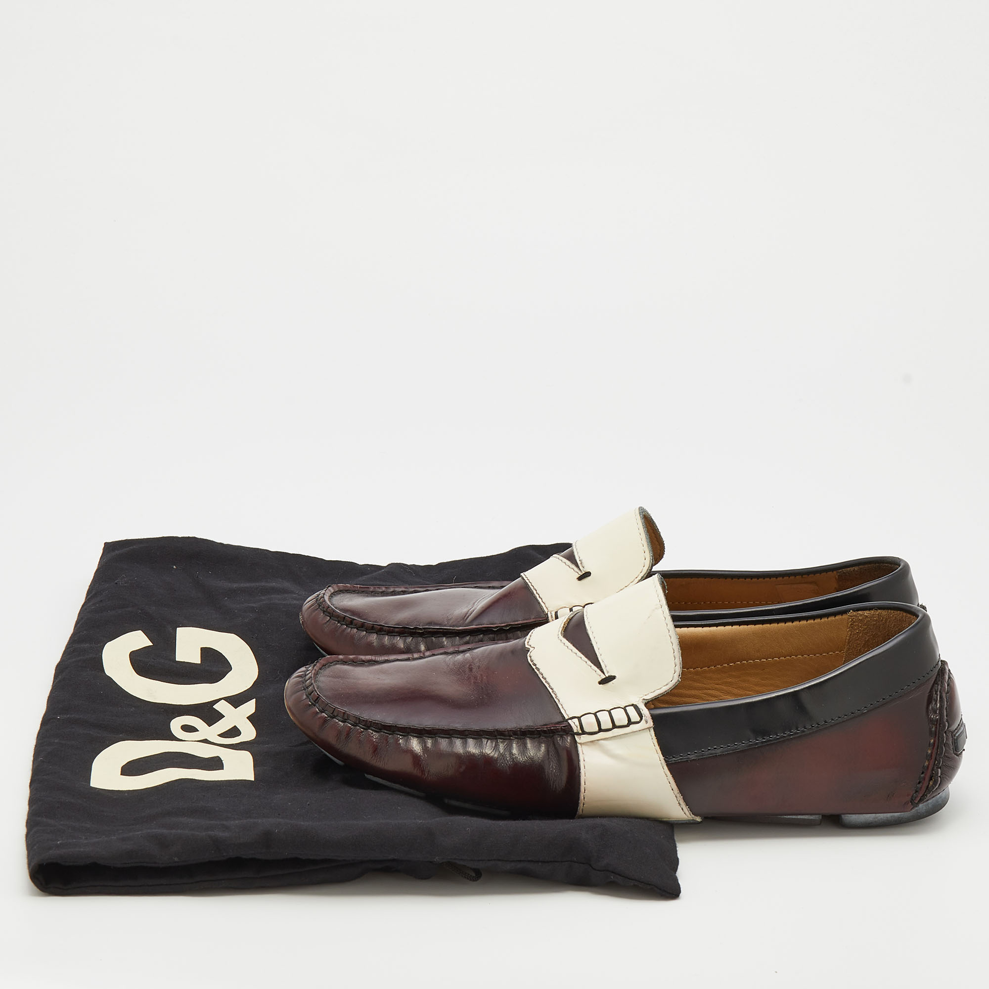 D&G Multicolor Leather Penny Slip On Loafers Size 42