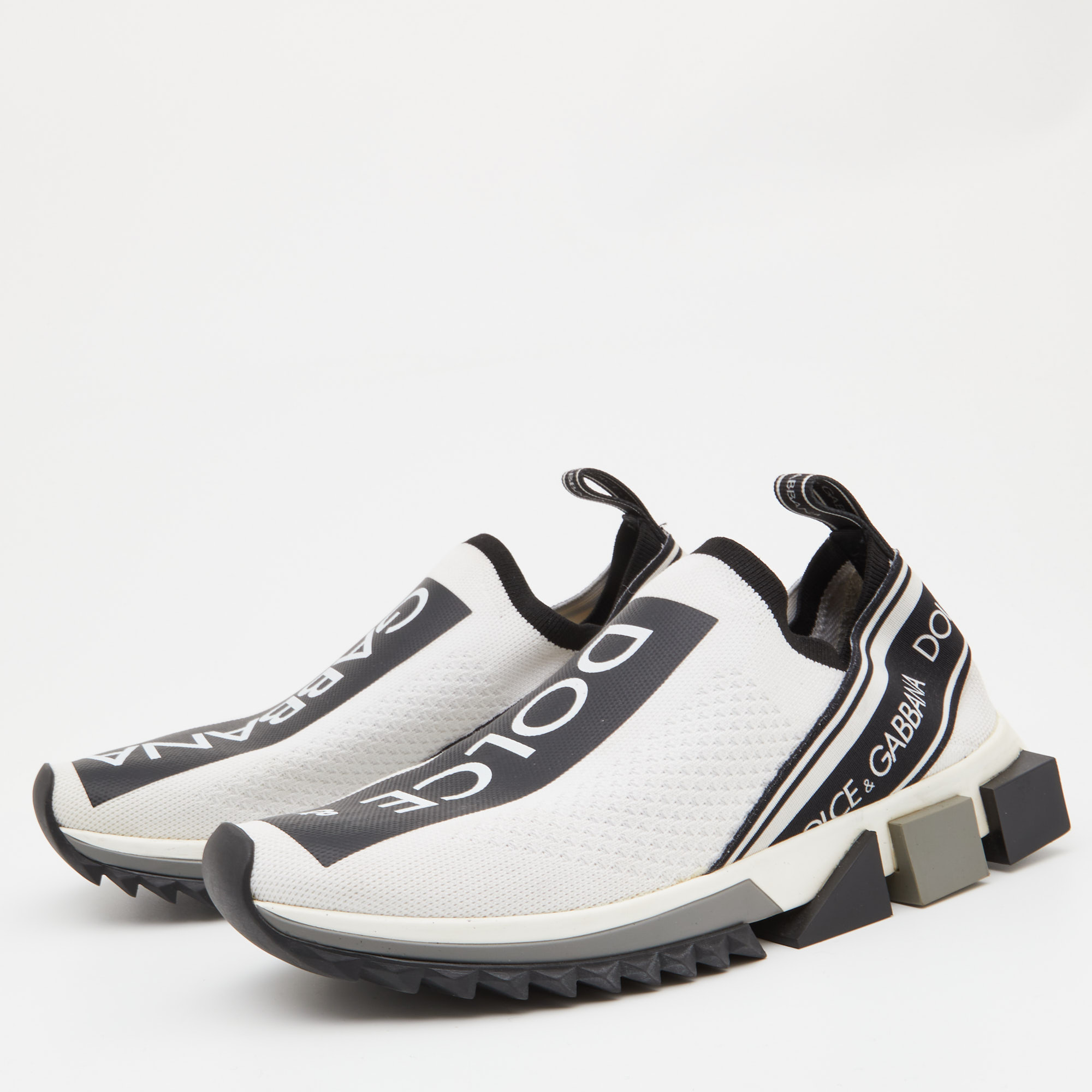 Dolce & Gabbana White/Black Knit Fabric Logo Sorrento Slip On Sneakers Size
Dolce & Gabbana White/Black Knit Fabric Logo Sorrento Slip On Sneakers Size