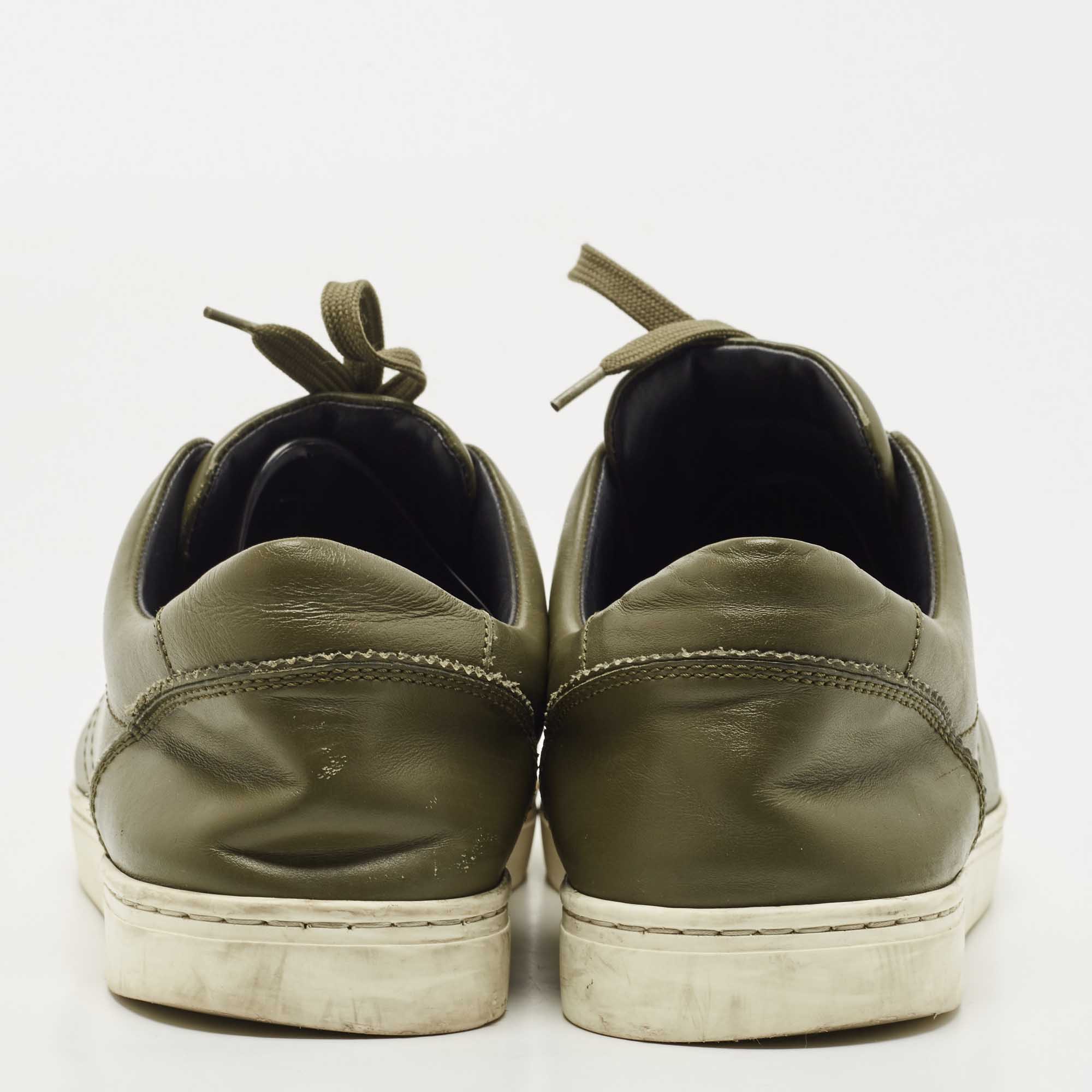 Dolce & Gabbana Army Green Leather Low Top Sneakers Size 42
