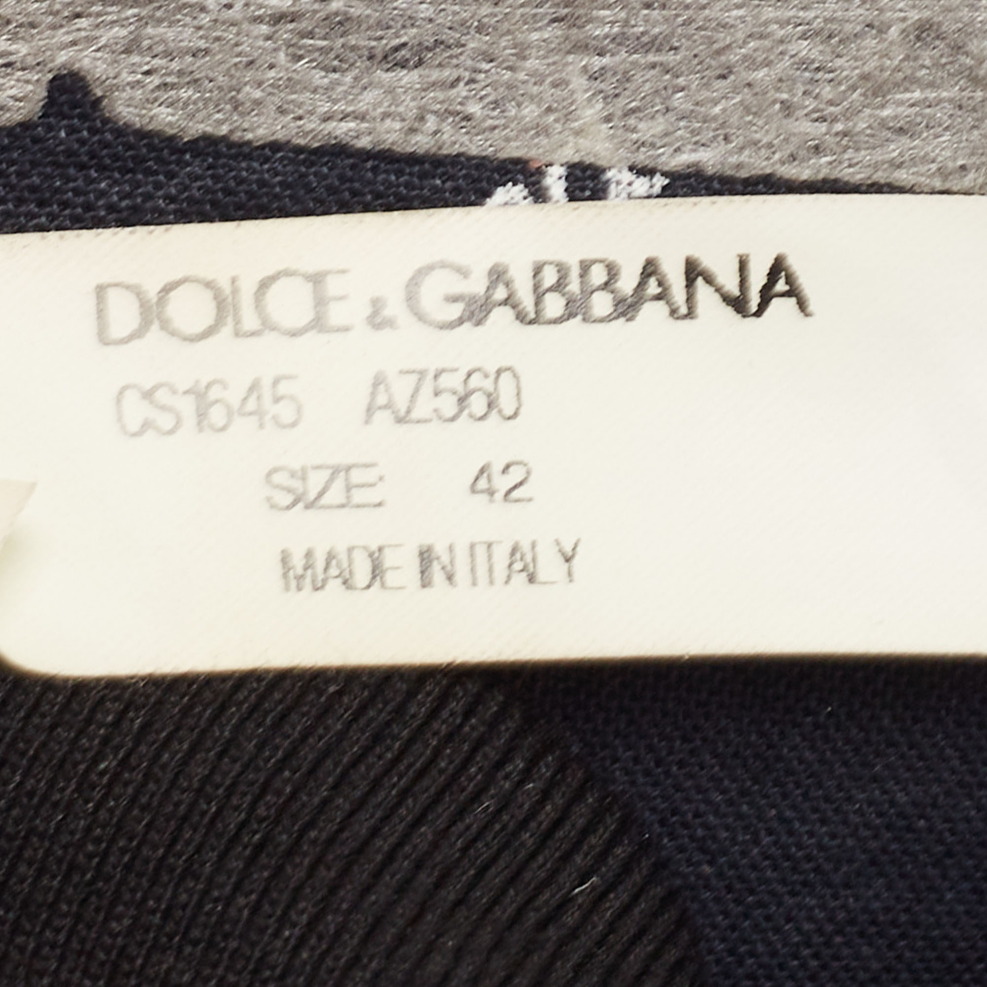 Dolce & Gabbana Black Logo Print Knit Fabric Sorrento High Top Sneakers Size 42