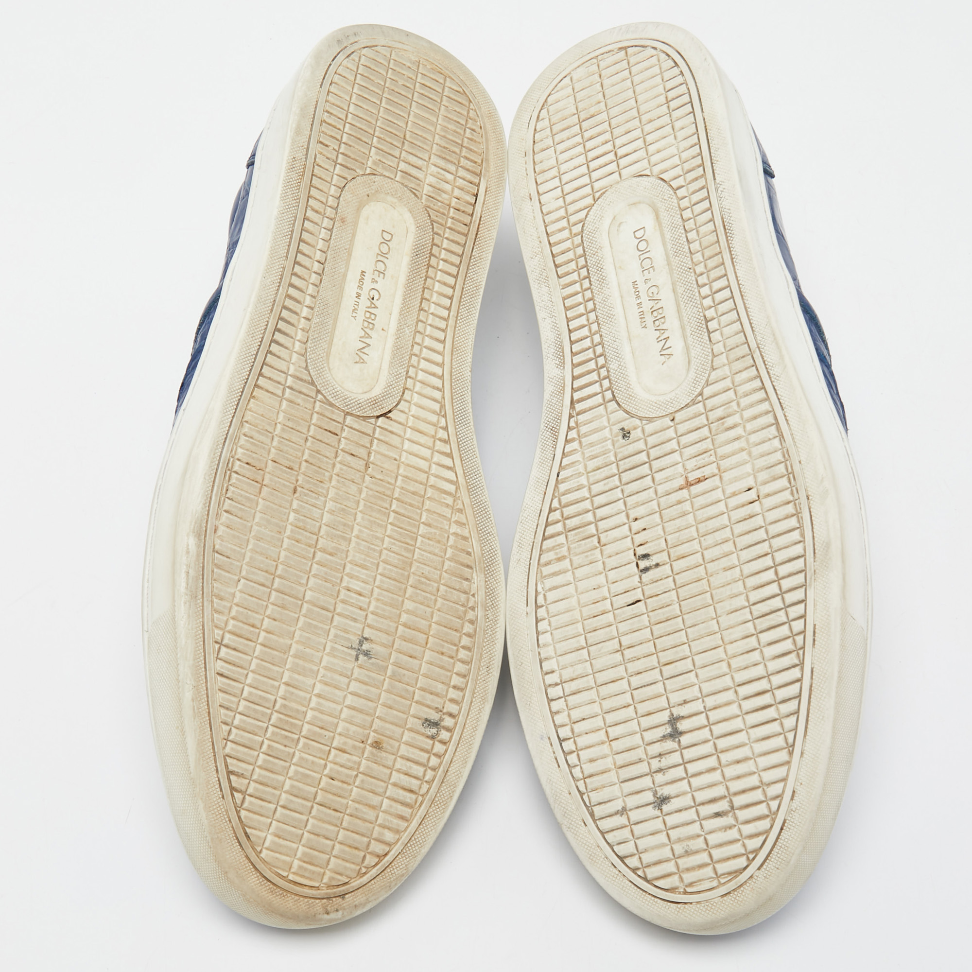 Dolce & Gabbana Navy Blue Croc Embossed  Slip On Sneakers Size 41.5