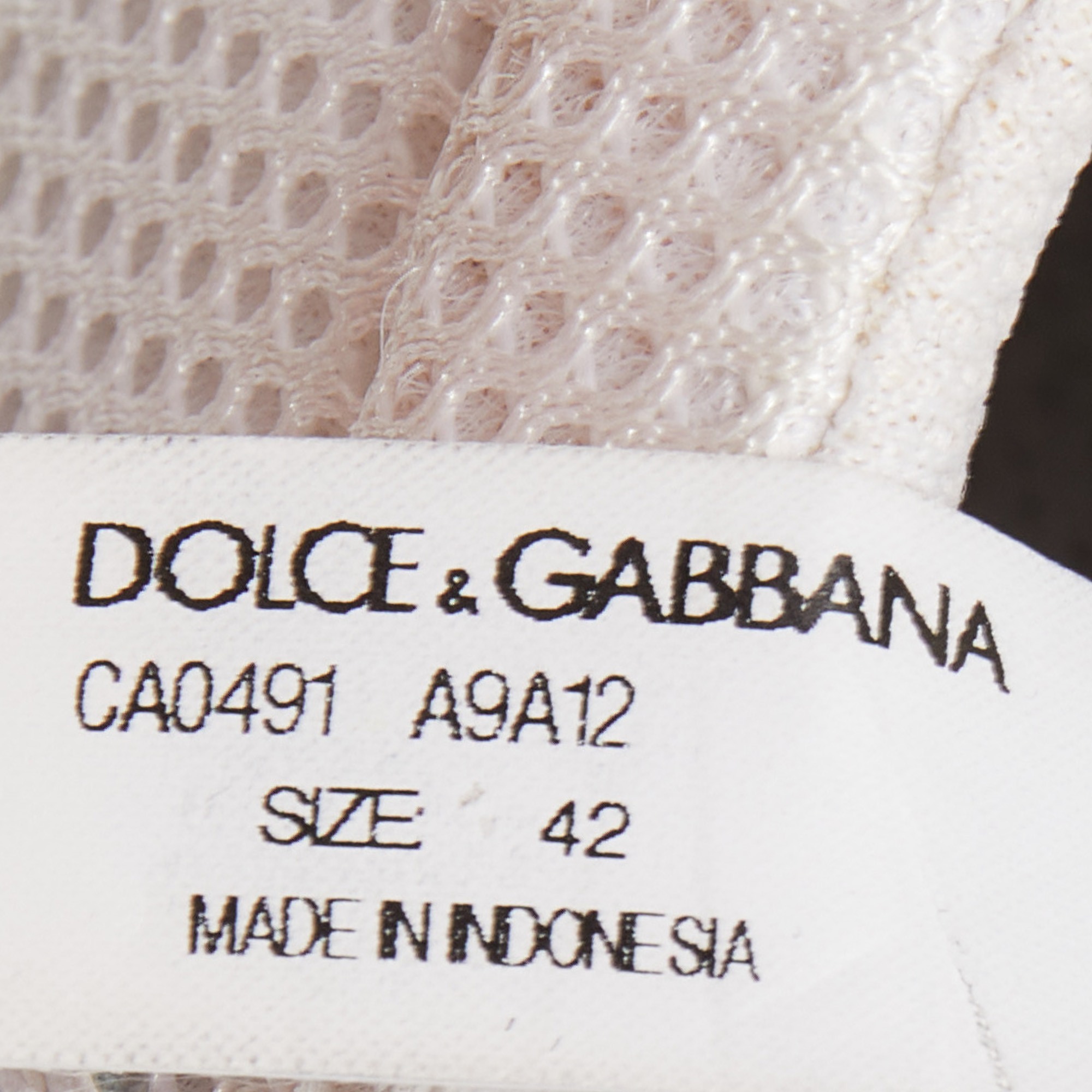 Dolce & Gabbana White Leather And Mesh Low Top Sneakers Size 42