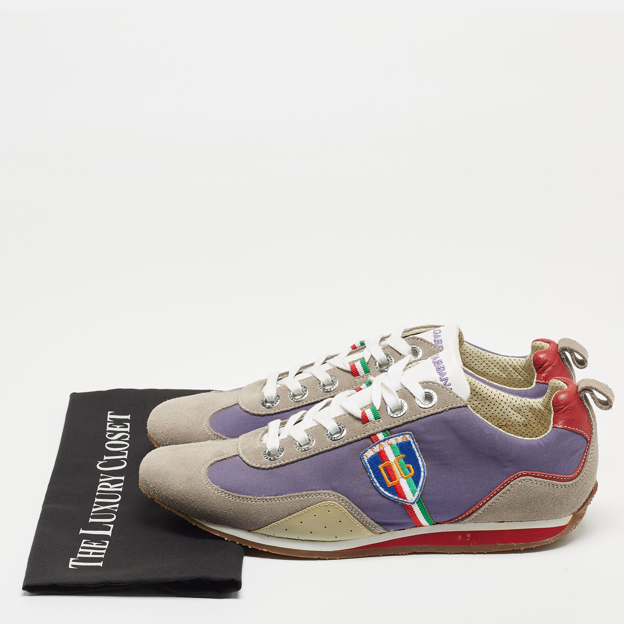 Dolce & Gabbana Multicolor Leather And Suede Low Top Sneakers Size 44.5
