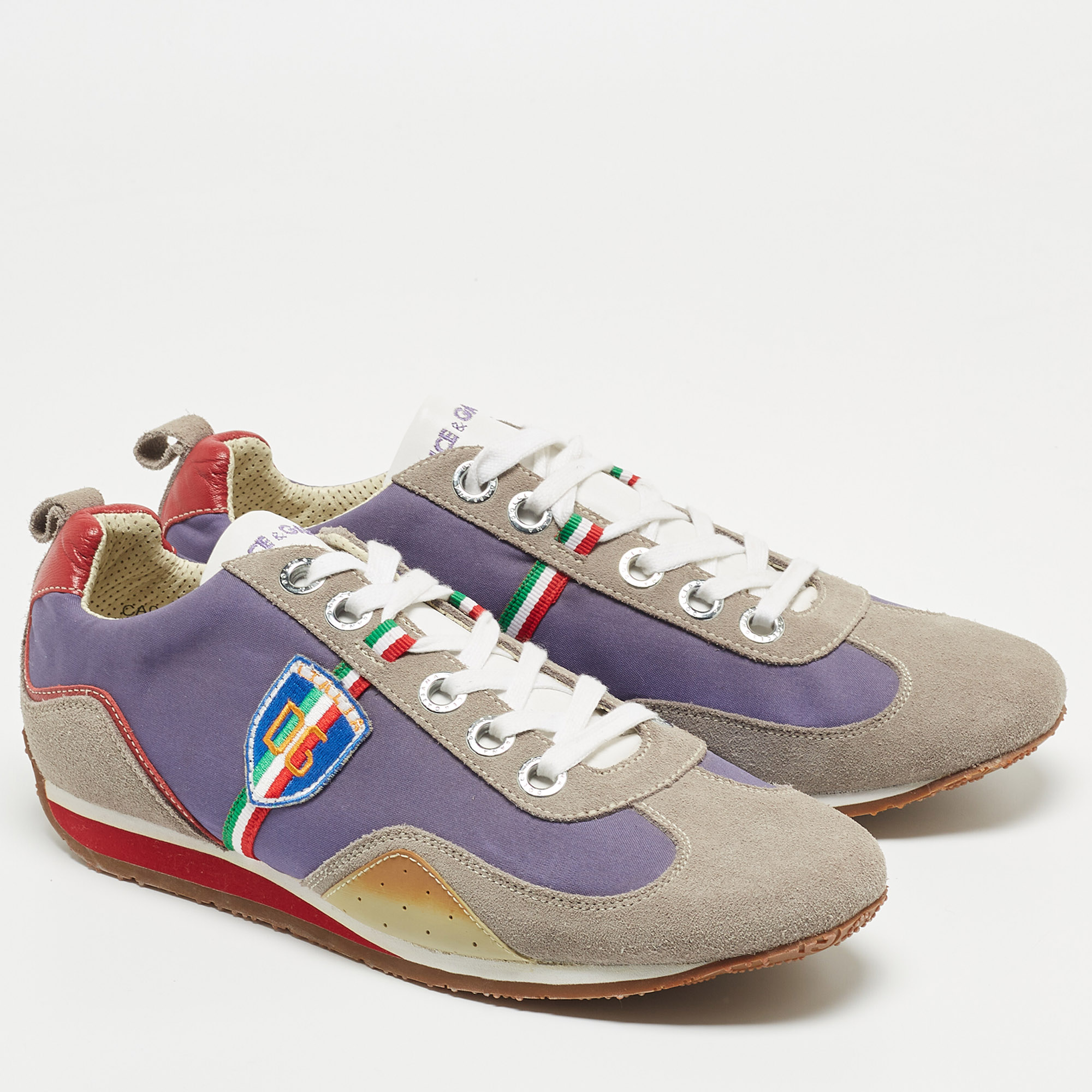 Dolce & Gabbana Multicolor Leather And Suede Low Top Sneakers Size 44.5