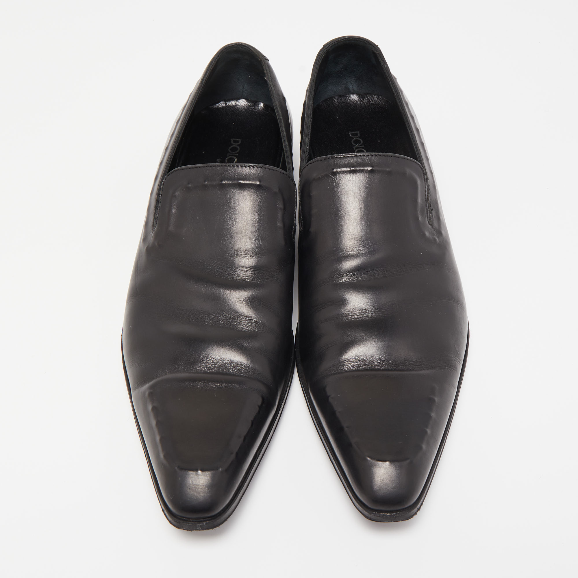 Dolce & Gabbana Black Leather Slip On Loafers Size 42.5