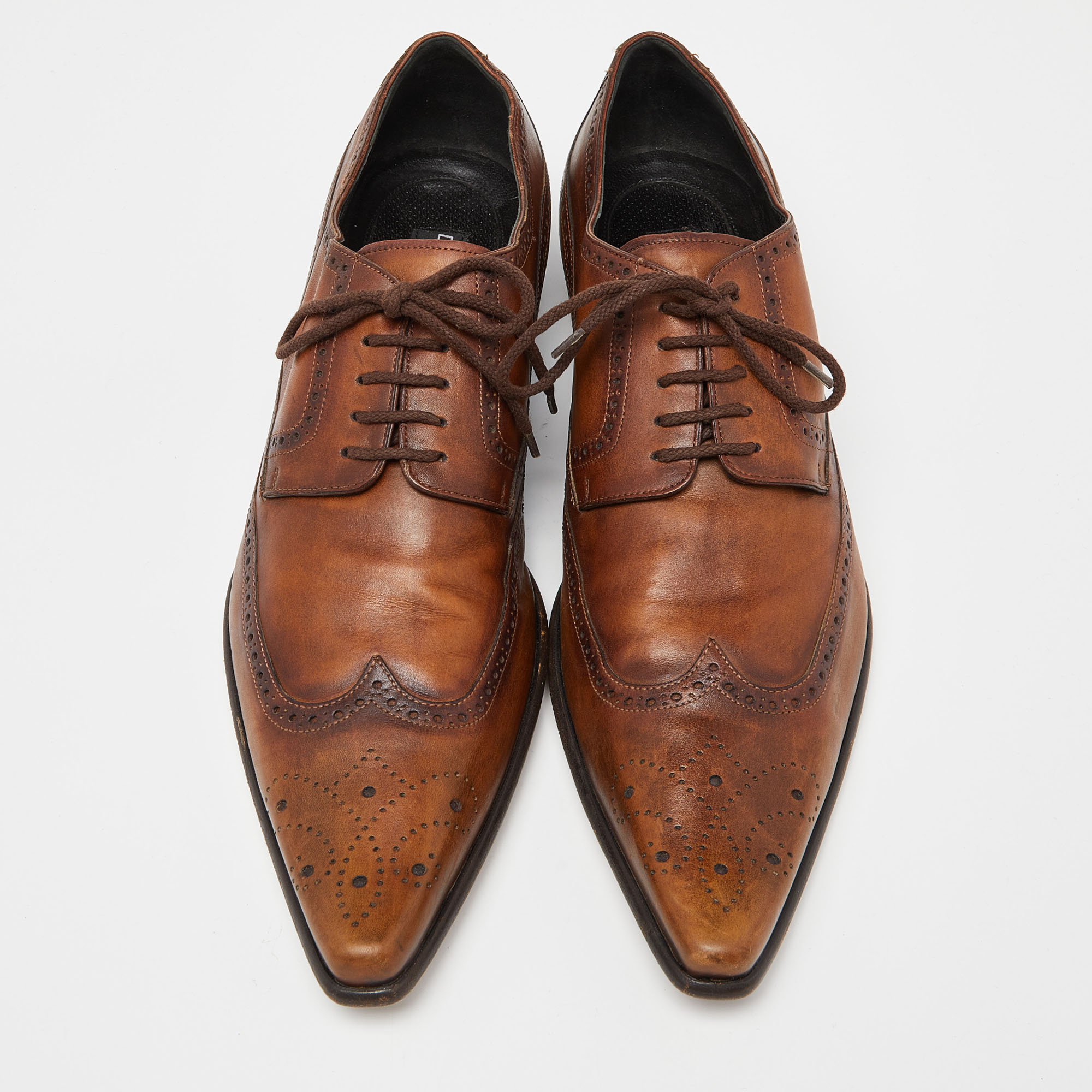 Dolce & Gabbana Brown Leather Brogue Lace Up Oxford Size 43