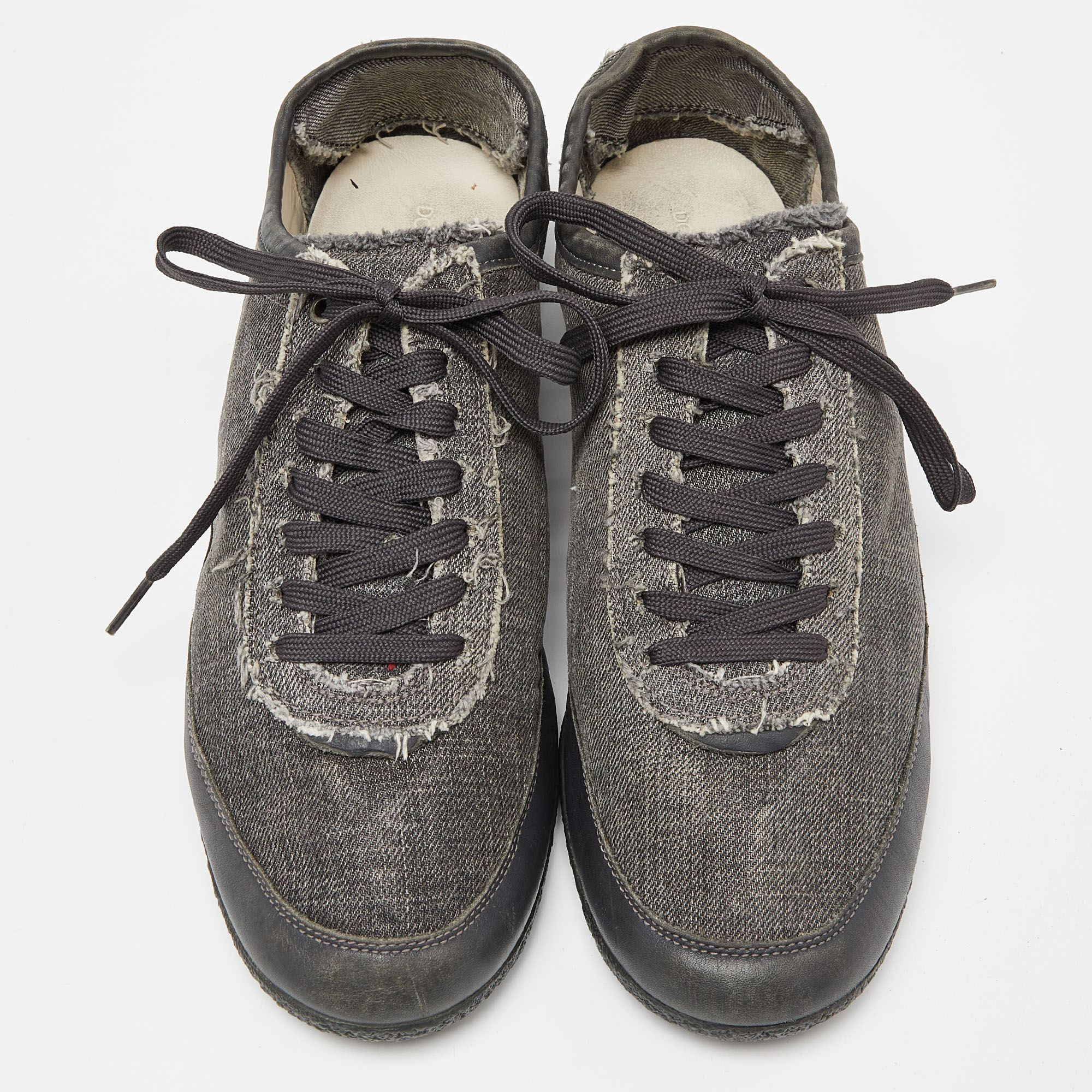 Dolce & Gabbana Dark Grey Denim Lace Up Sneakers Size 45