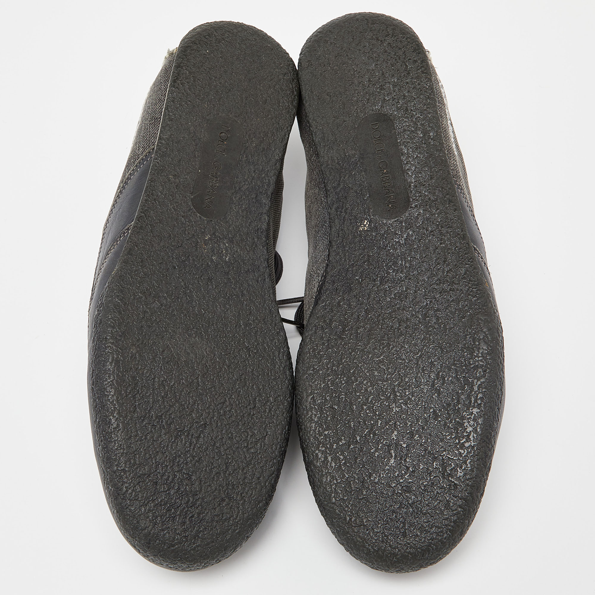 Dolce & Gabbana Dark Grey Denim Lace Up Sneakers Size 45