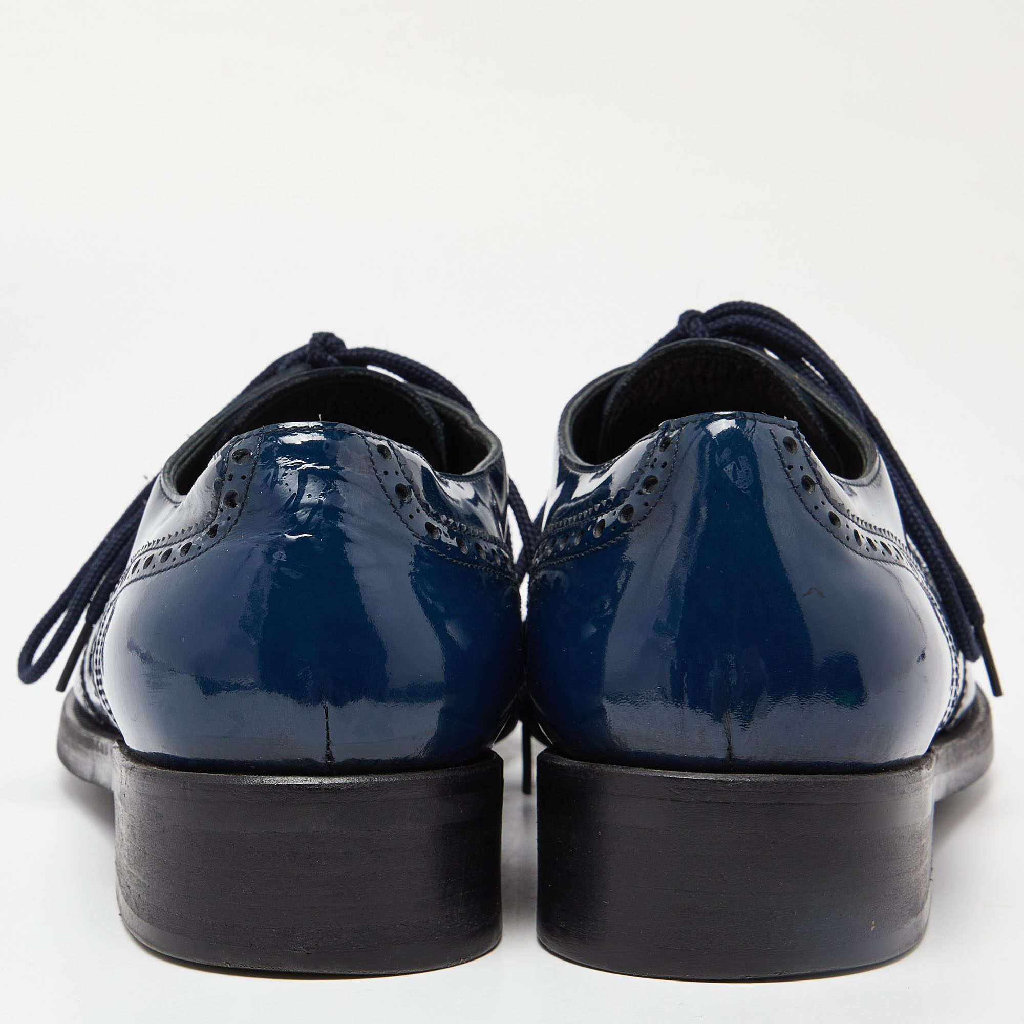 Dolce & Gabbana Blue Leather Brogue Derby Oxford Size 44