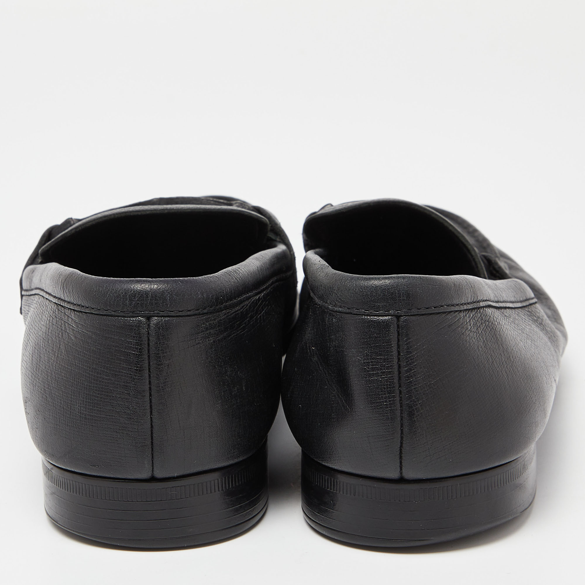 Giorgio Armani Black Leather Slip On Loafers Size 41.5