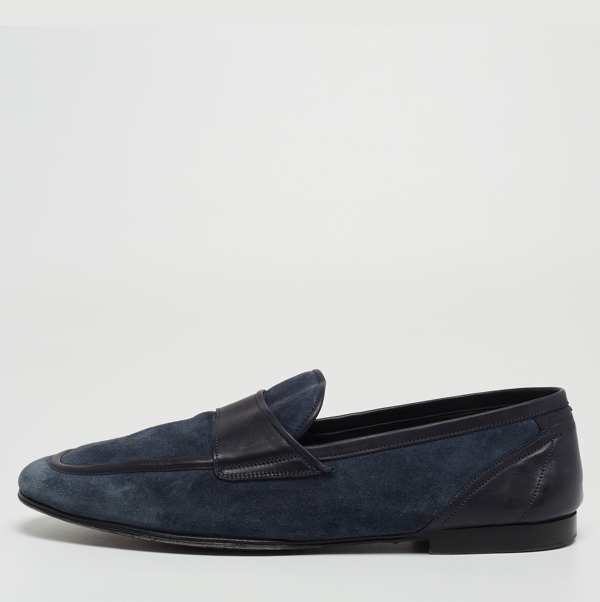 Dolce & Gabbana Navy Blue Suede Slip On Loafers Size 44