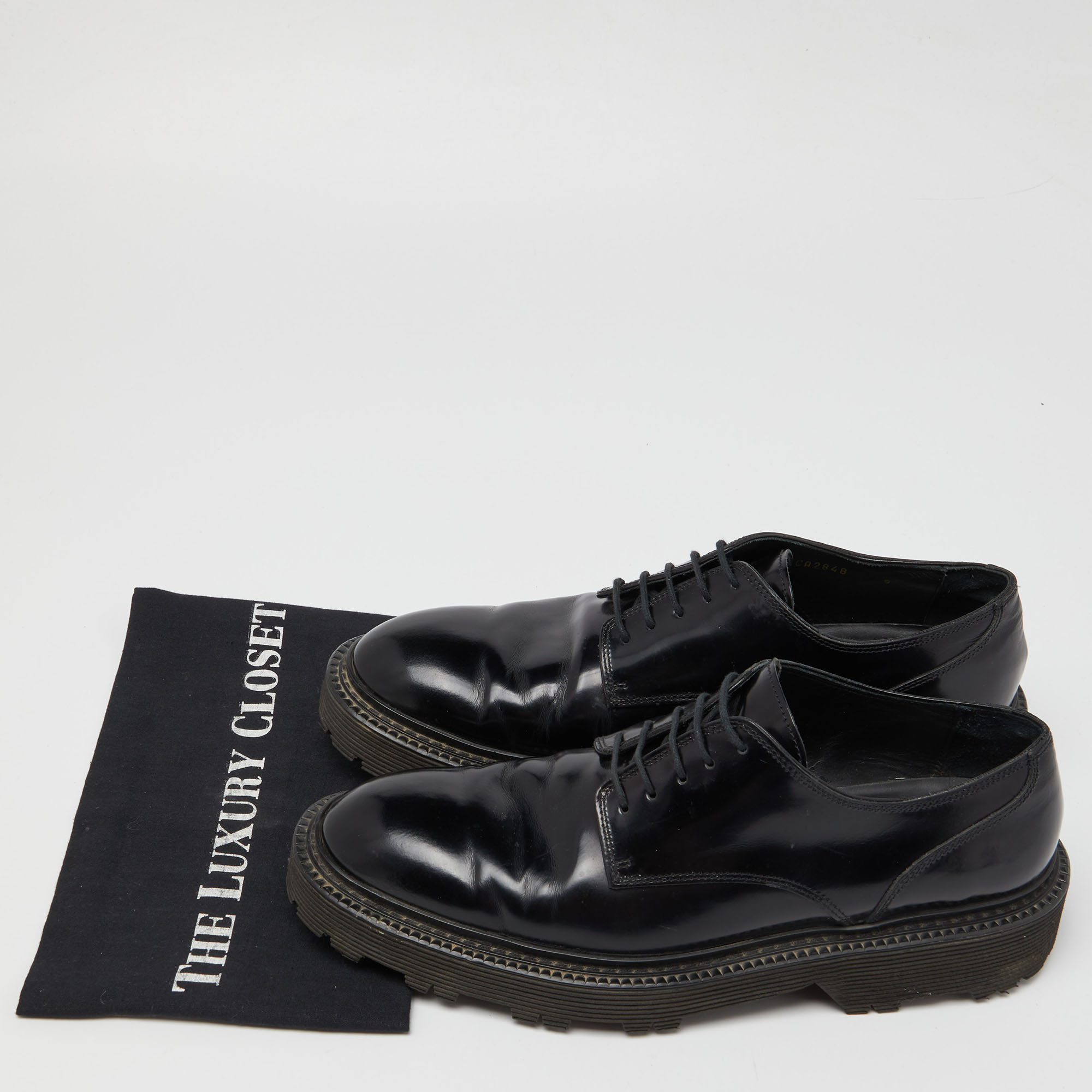 Dolce & Gabbana Black Patent Leather Lace Up Derby Size 43