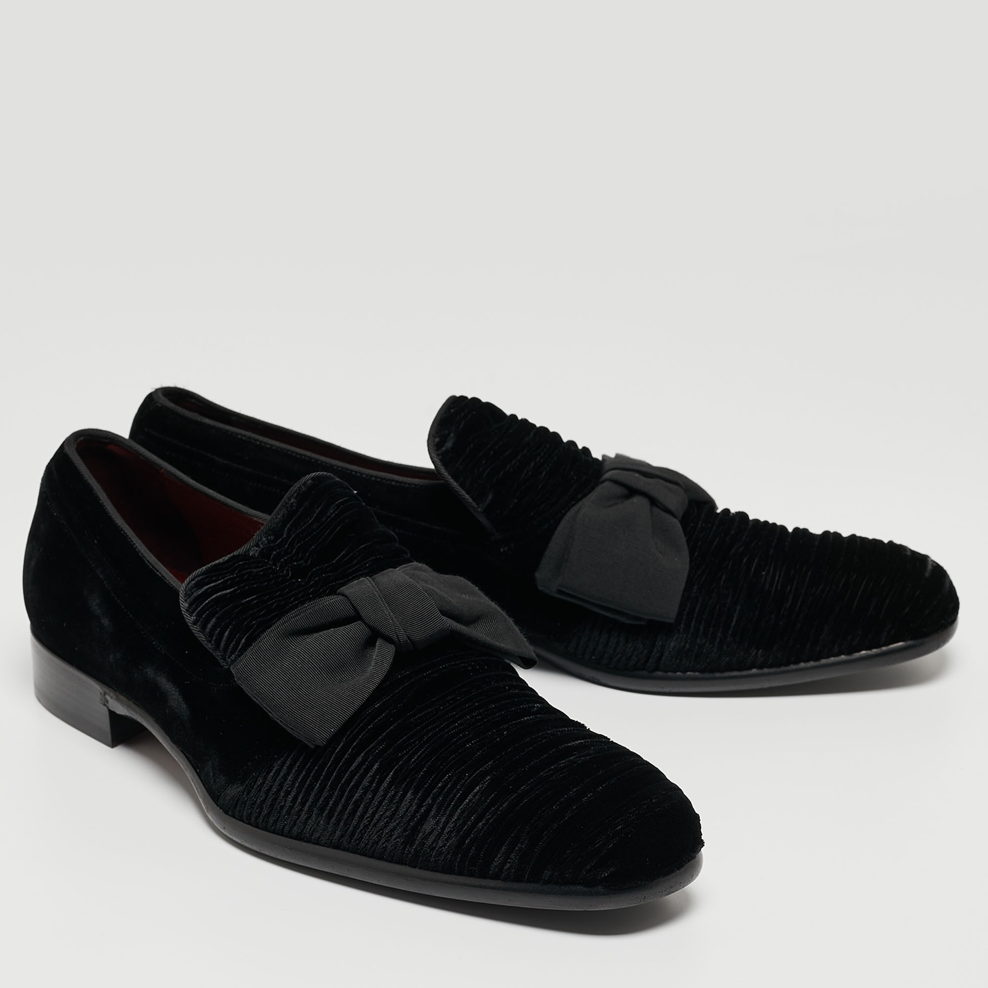 Dolce & Gabbana Black Velvet Bow Loafers Size 44