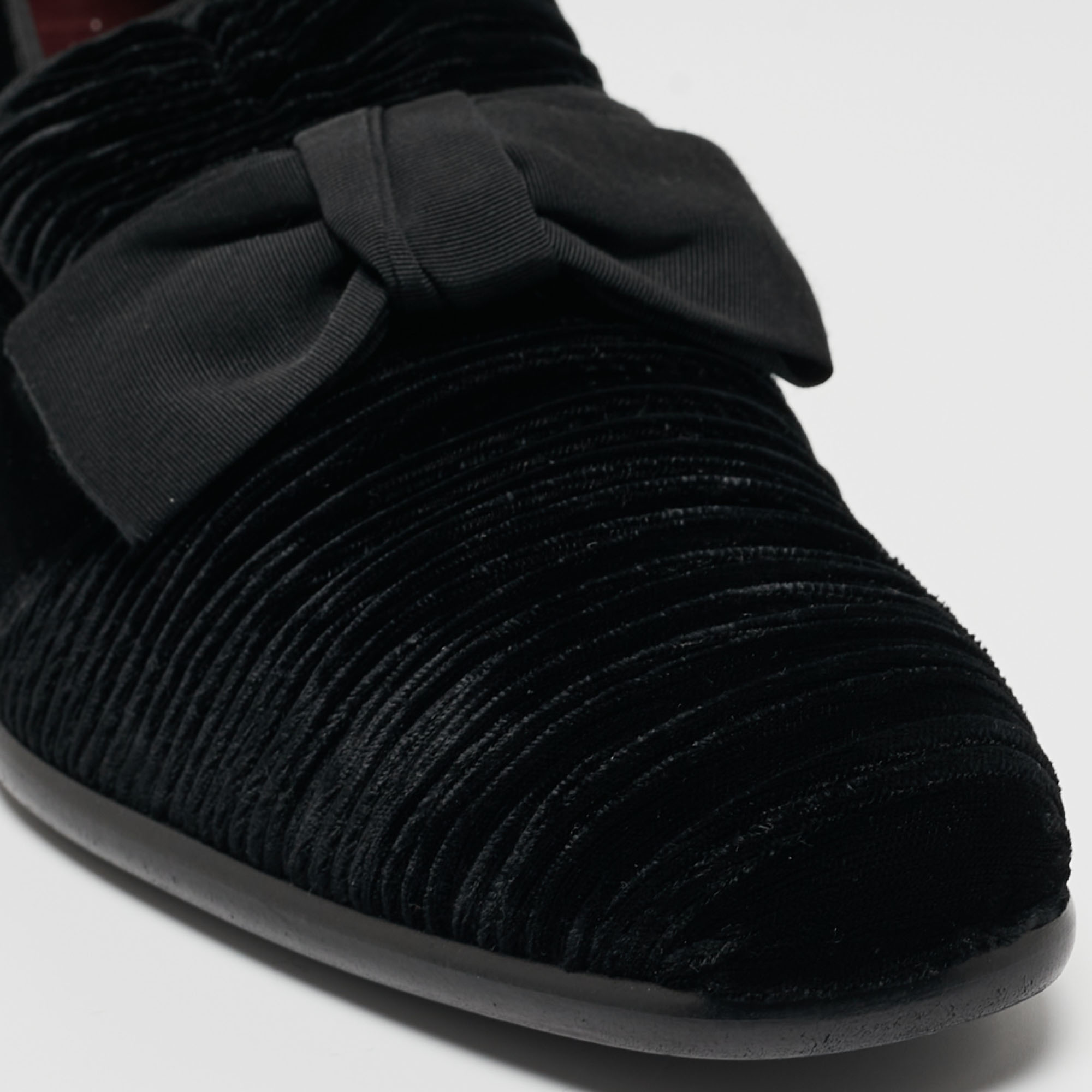 Dolce & Gabbana Black Velvet Bow Loafers Size 44