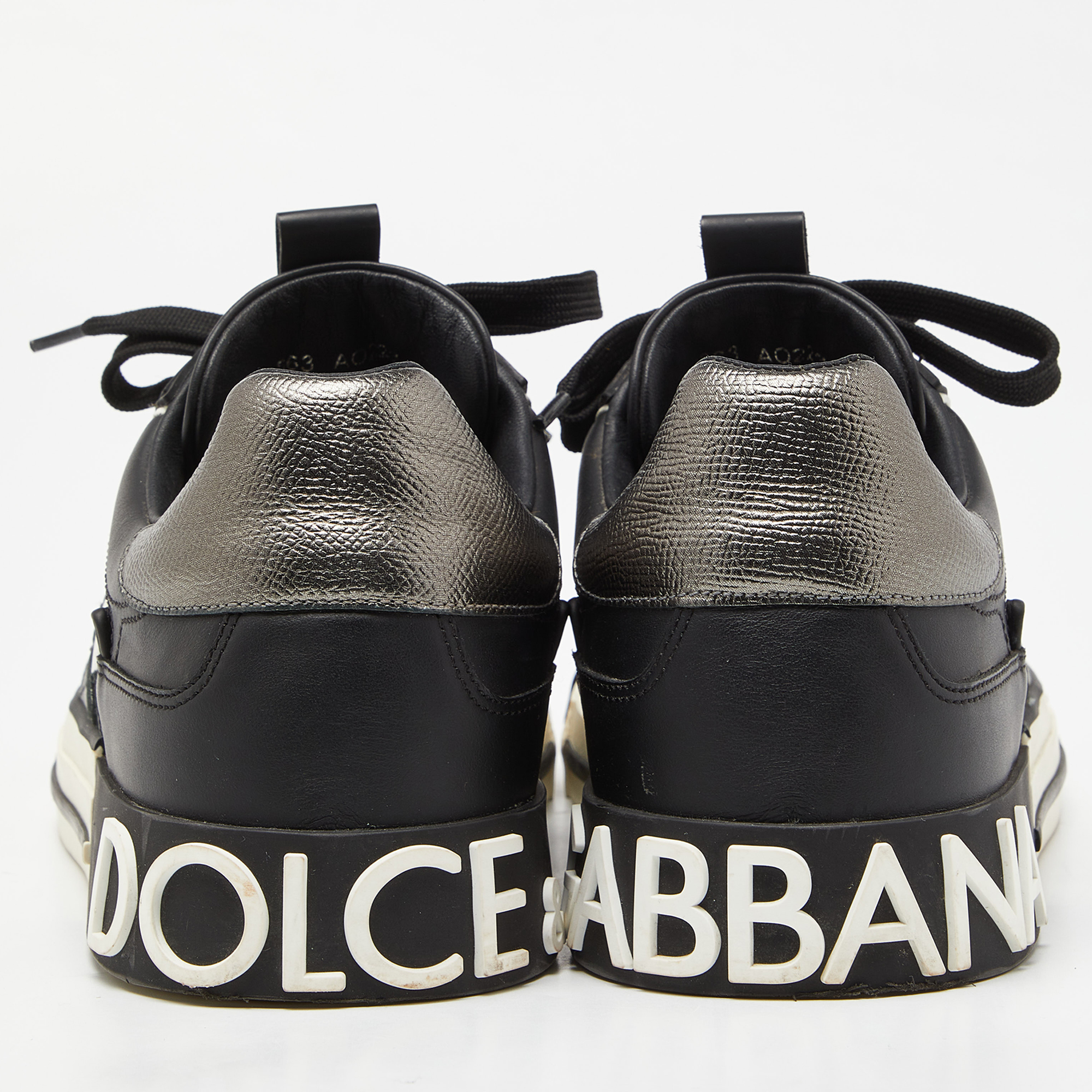 Dolce & Gabbana Black Leather And Rubber Custom 2.Zero Sneakers Size 42.5