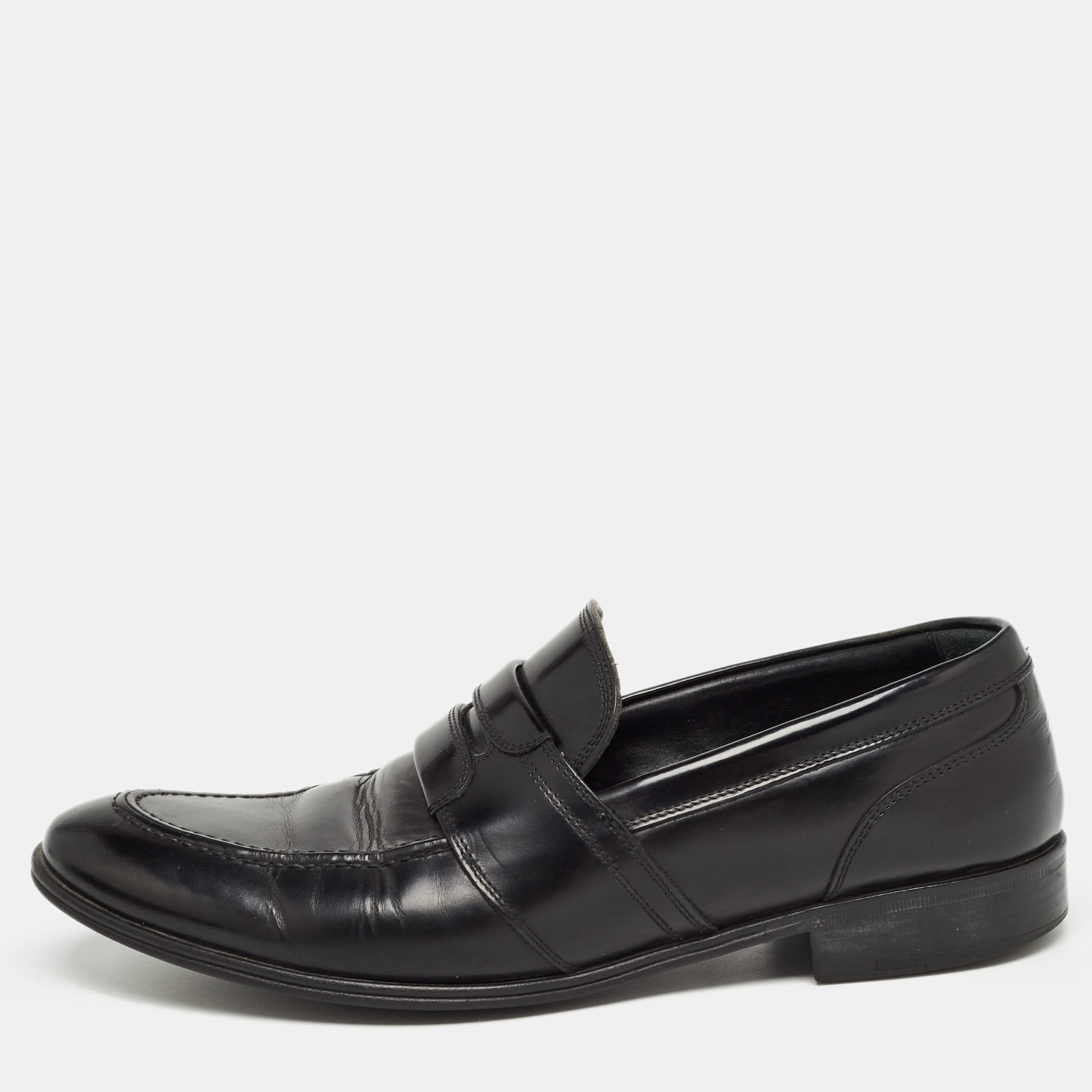 Dolce & gabbana black leather slip on loafers size 40.5