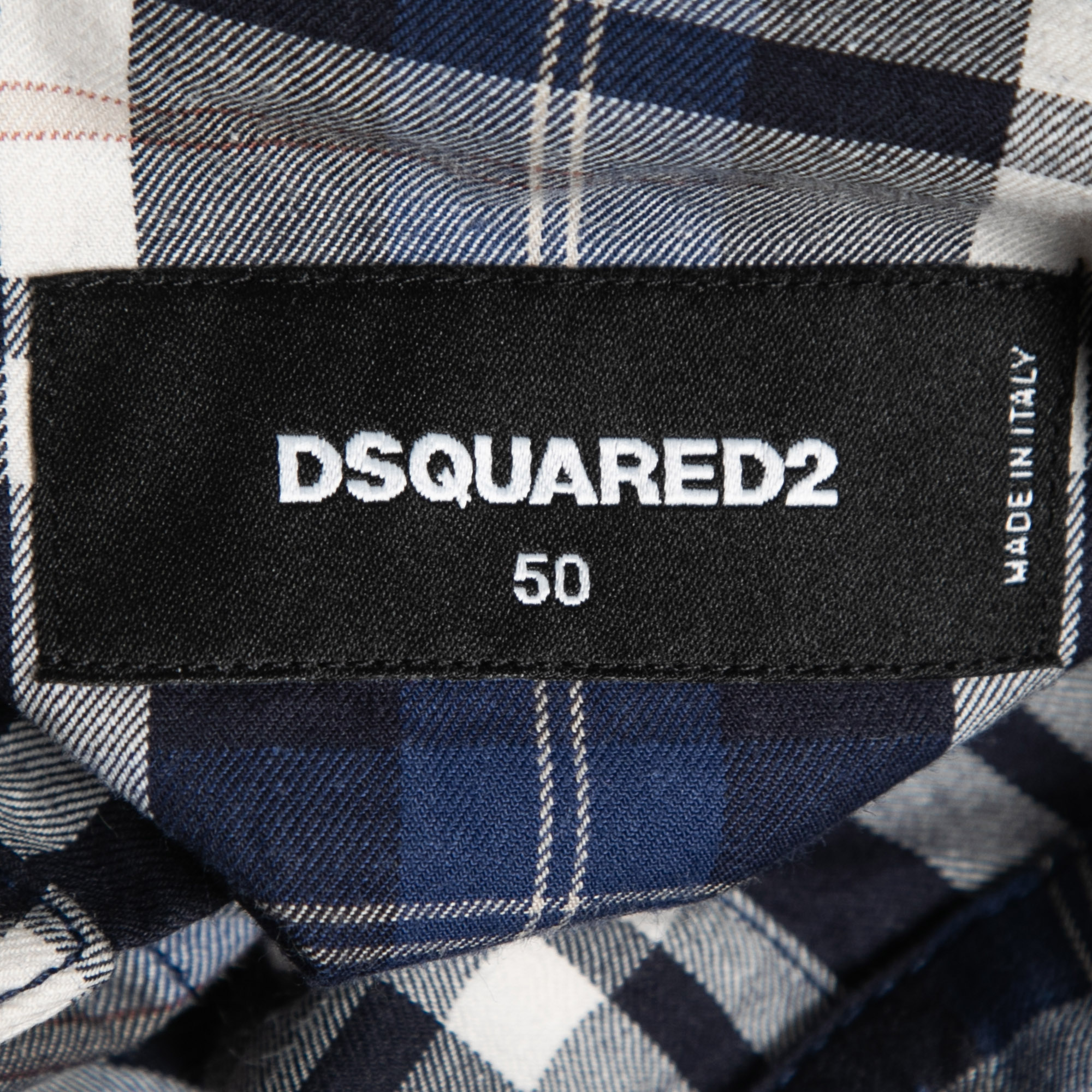 Dsquared2 Blue Checked Cotton Long Sleeve Shirt L