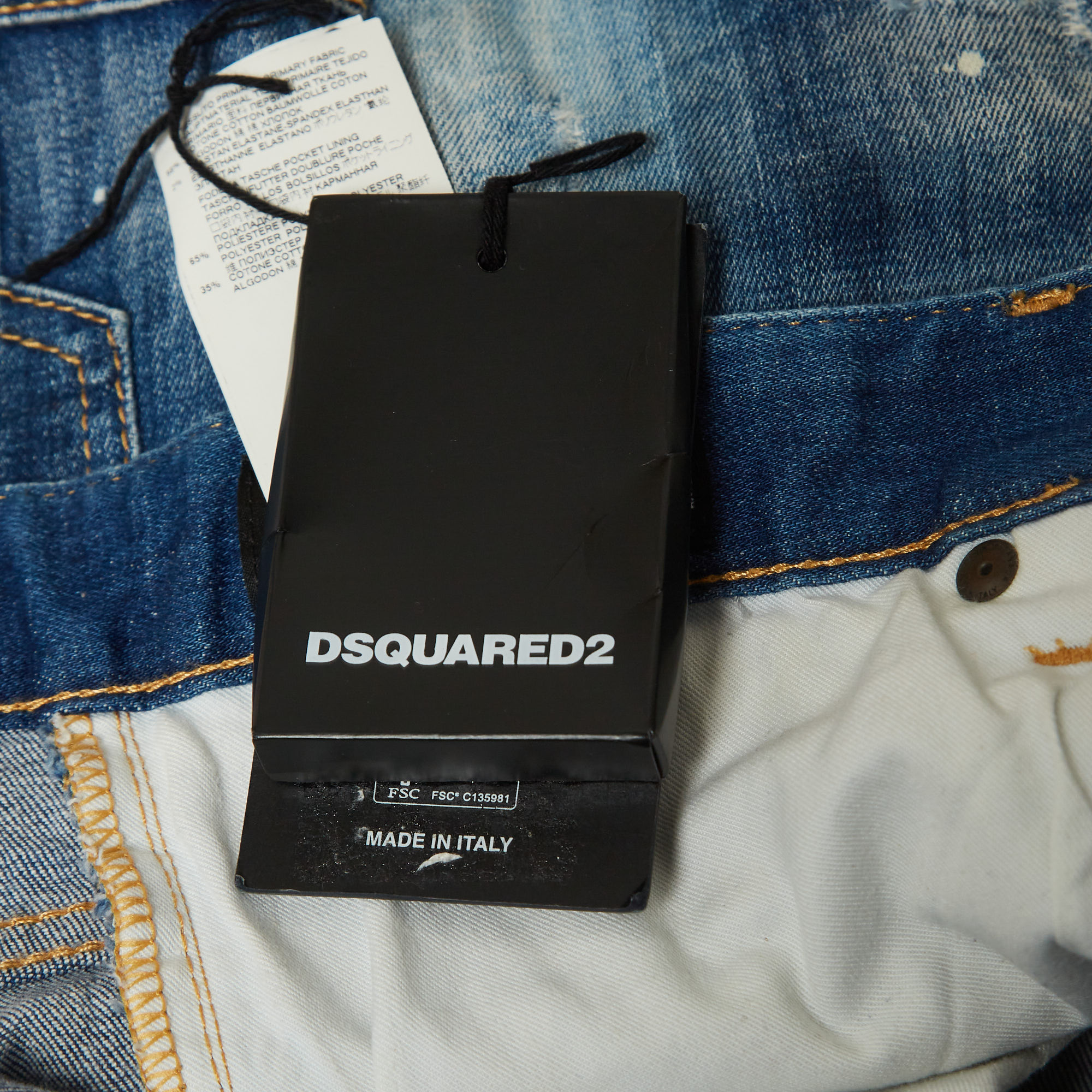 Dsquared2 Blue Distressed Splattered Paint Denim Jeans S Waist 32