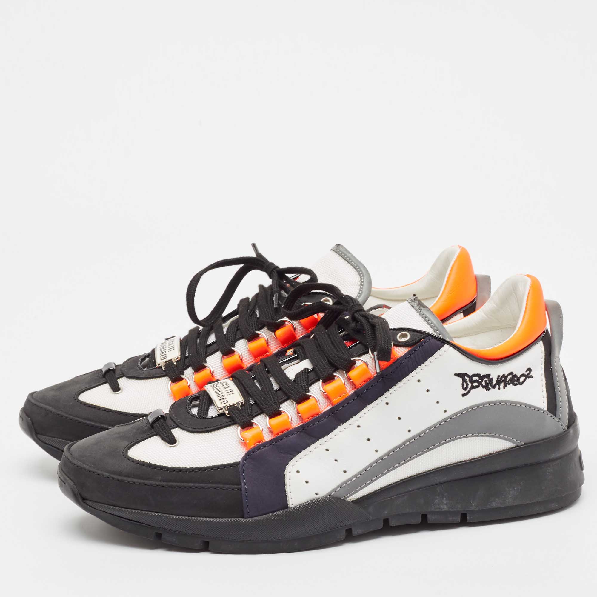 Dsquared2 Multicolor Leather And Mesh Lace Up Sneakers 43