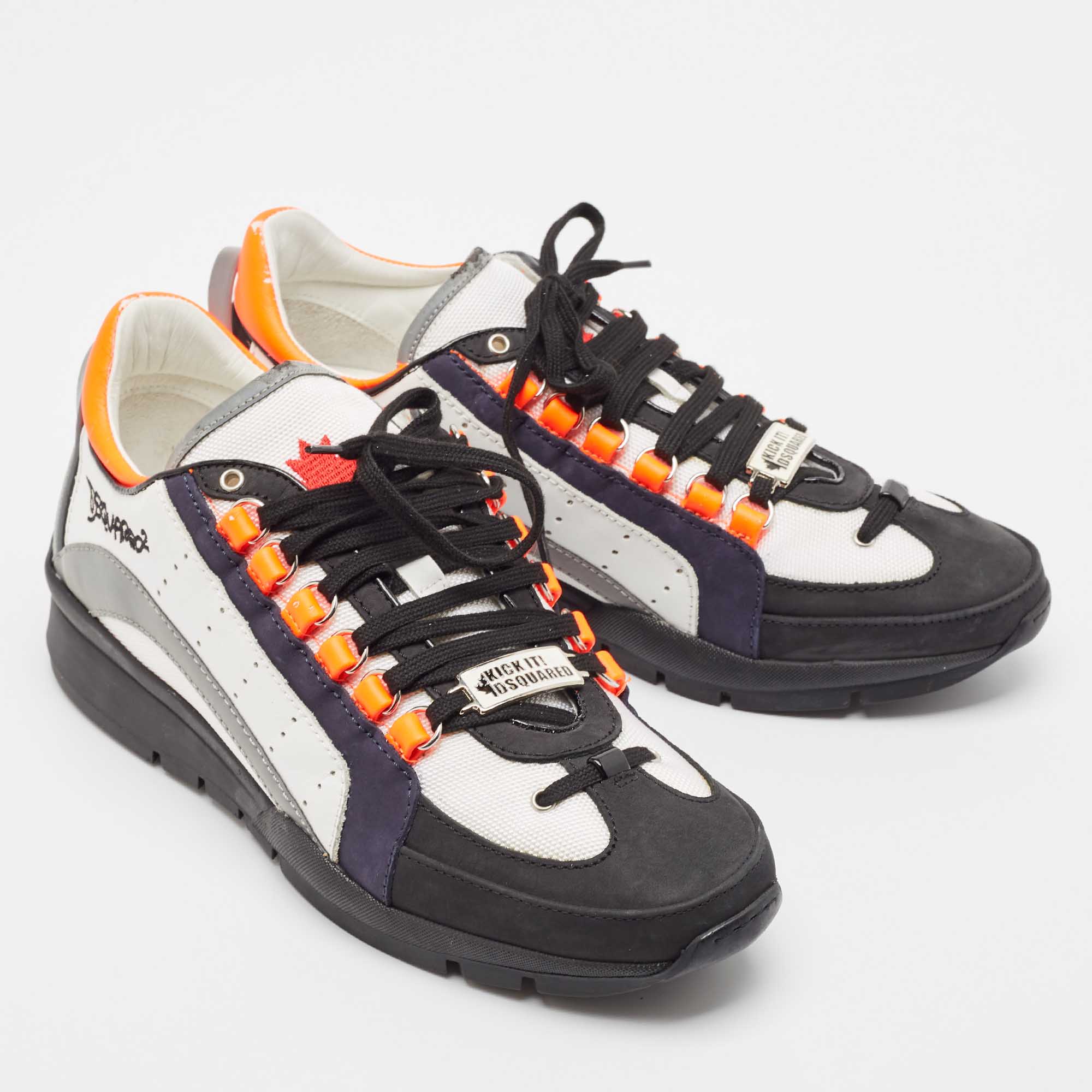 Dsquared2 Multicolor Leather And Mesh Lace Up Sneakers 43