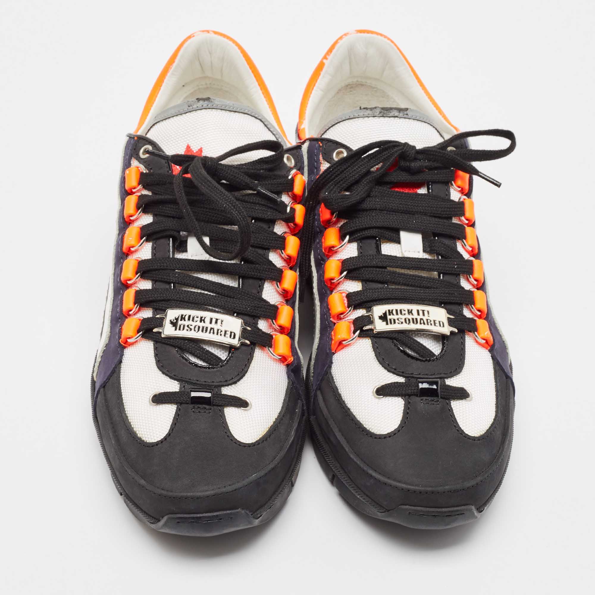 Dsquared2 Multicolor Leather And Mesh Lace Up Sneakers 43