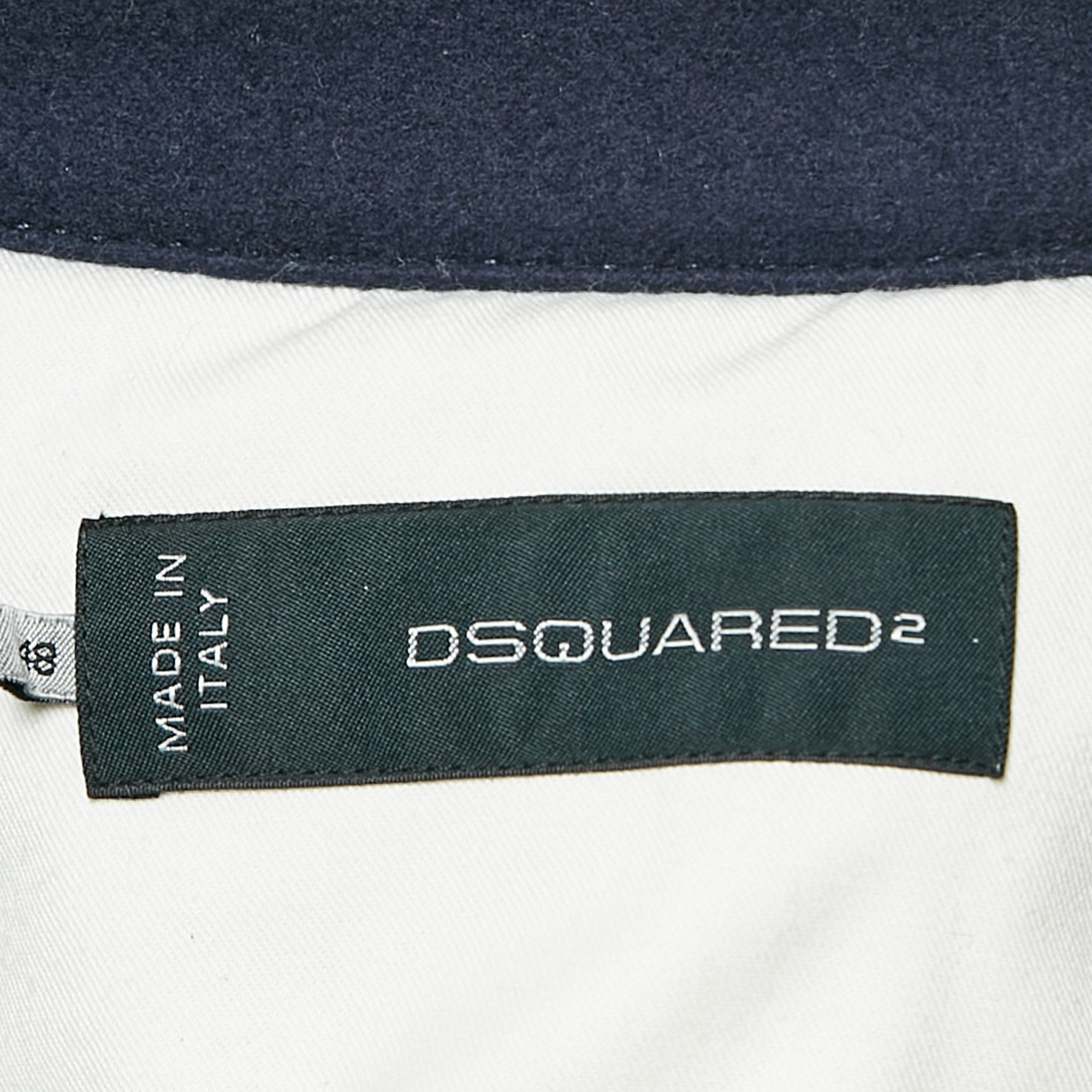 Dsquared2 Navy Blue Wool Knit And Denim Short Duffle Jacket M