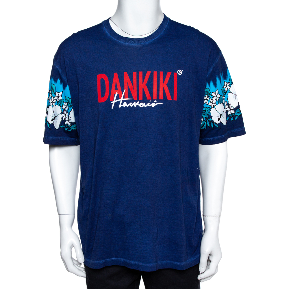 Image of Dsquared Blue Dankiki Print Hetero Guy Fit T-Shirt XXL