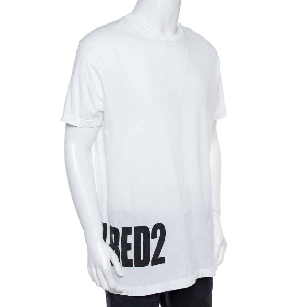 Dsquared2 White Logo Print Cotton Long Cool Fit T-Shirt
Dsquared2 White Logo Print Cotton Long Cool Fit T-Shirt