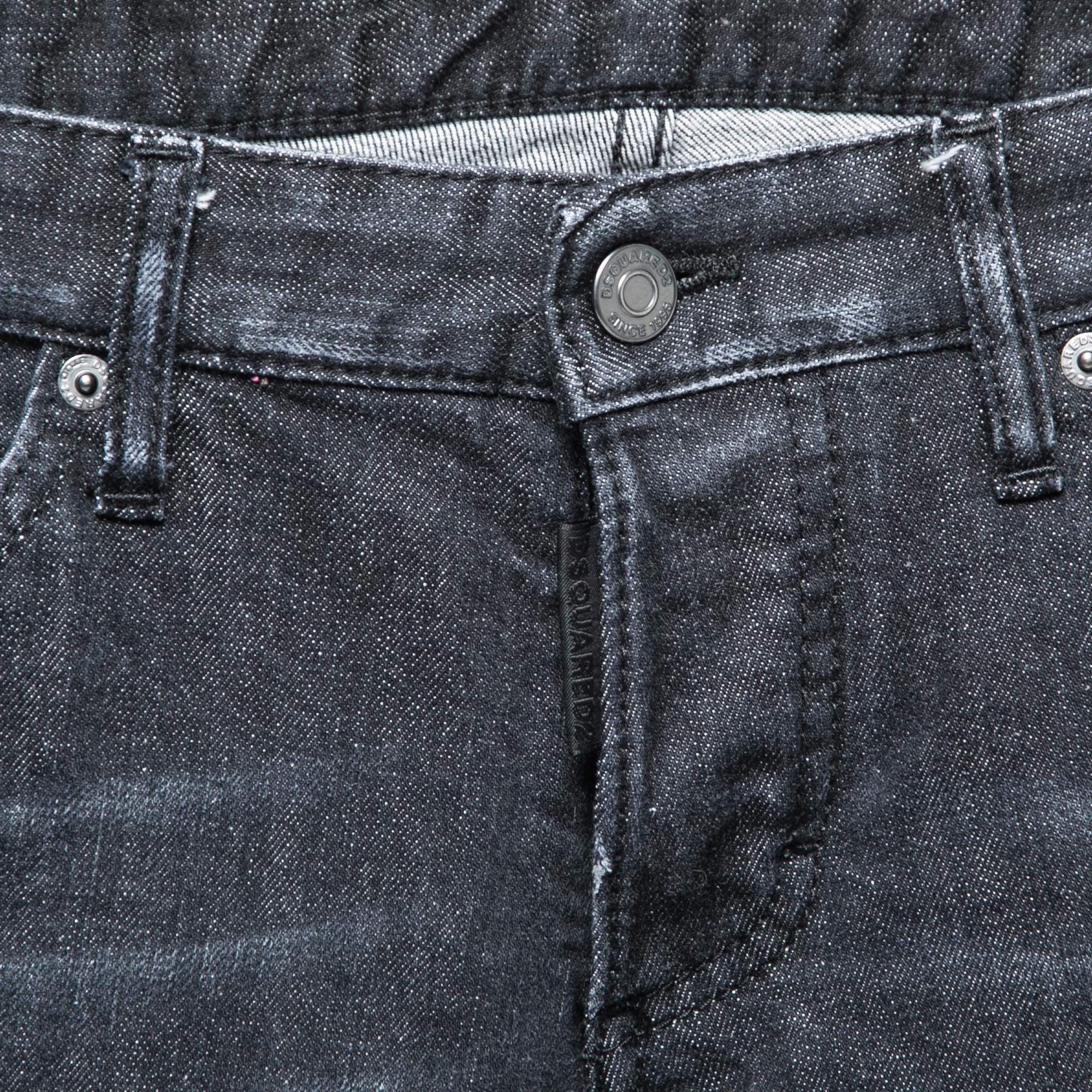 Dsquared2 Grey Denim Distressed Cotton Jeans M Waist 29.5