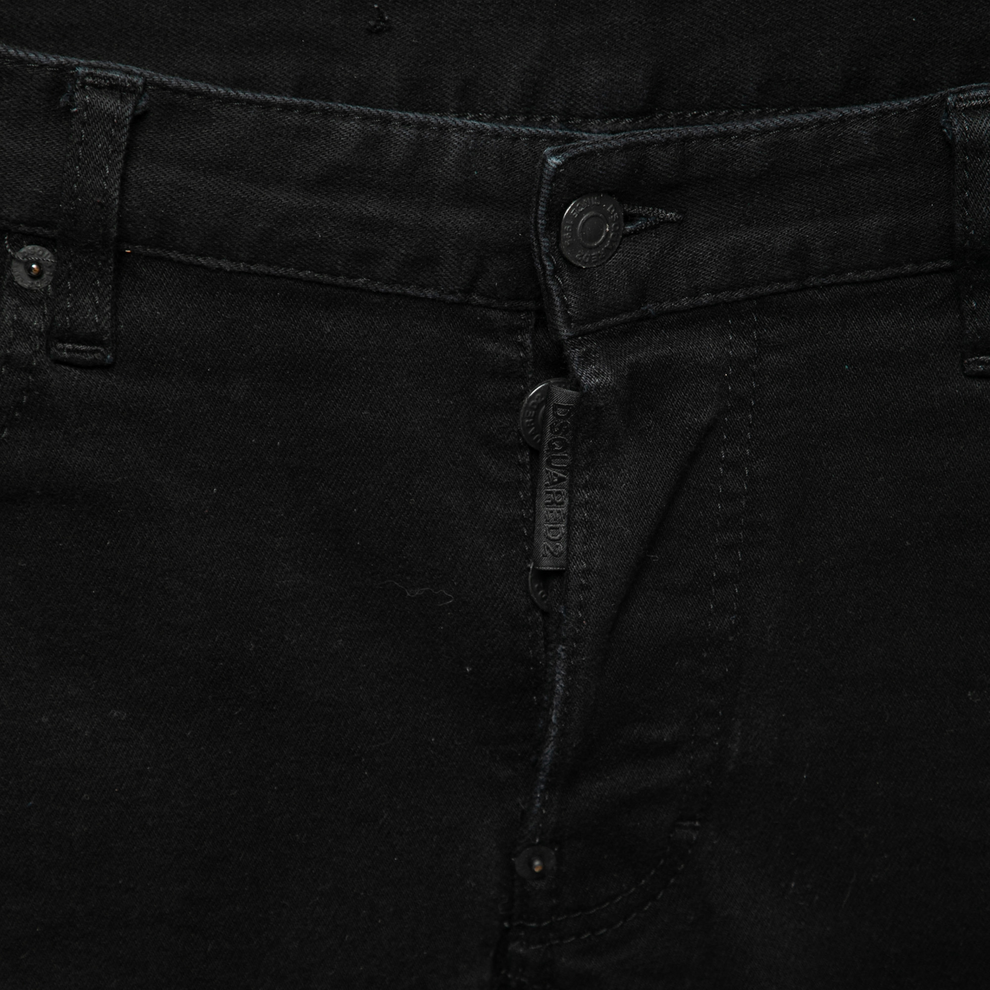 Dsquared2 Black Distressed Denim Skinny Jeans M Waist 34