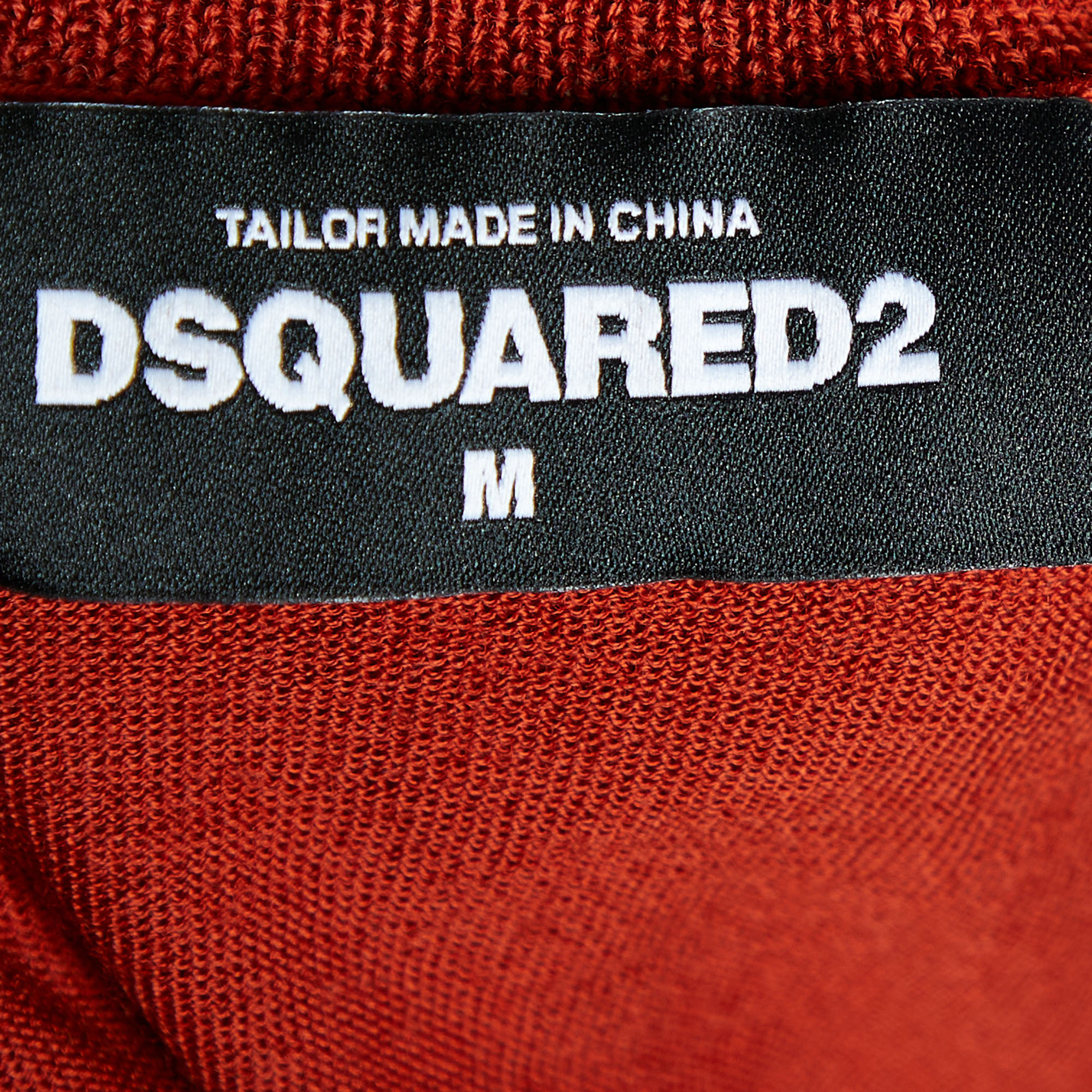 Dsquared2 Brick Orange Wool Knit V-Neck Pullover M