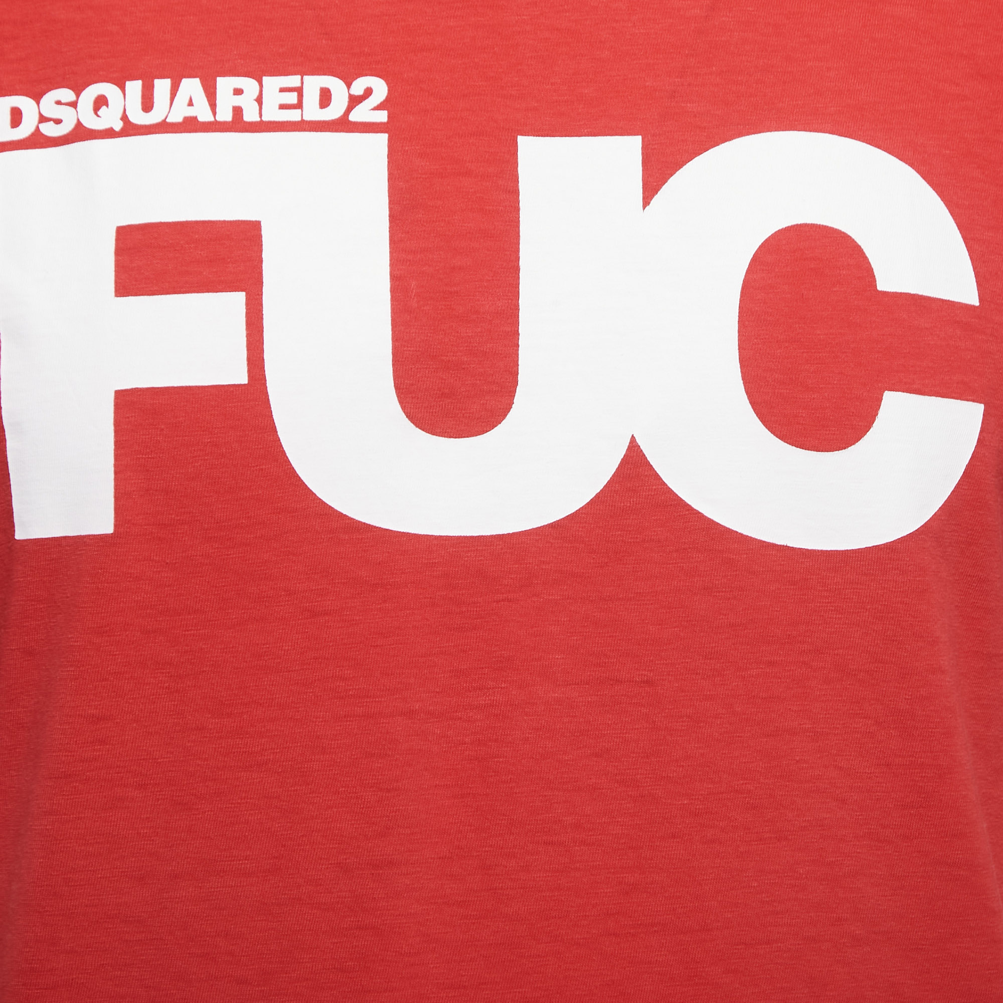 Dsquared2 Red Logo Print Cotton Crew Neck Half Sleeve T-Shirt M