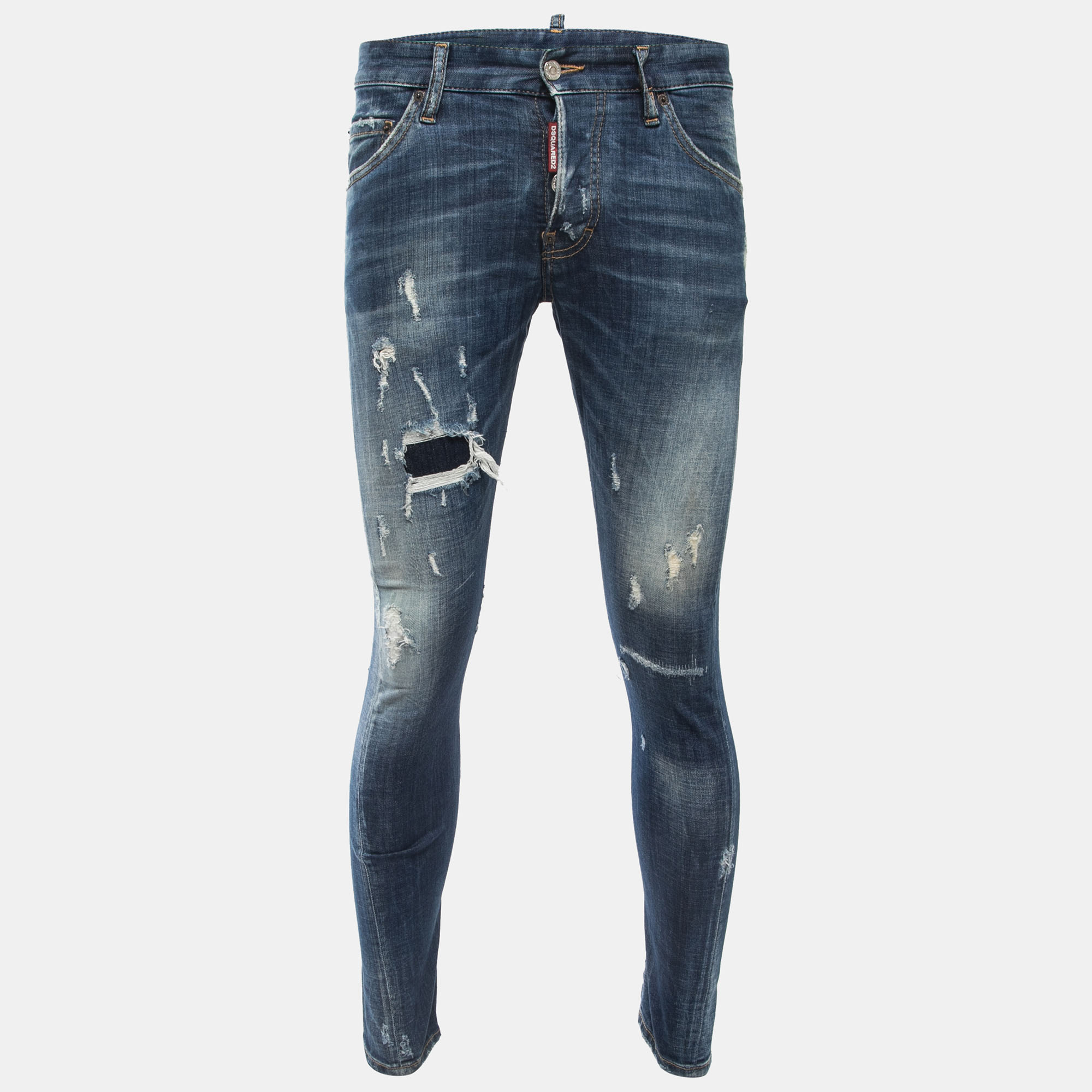 Dsquared2 Blue Washed & Distressed Denim Jeans S Waist 32