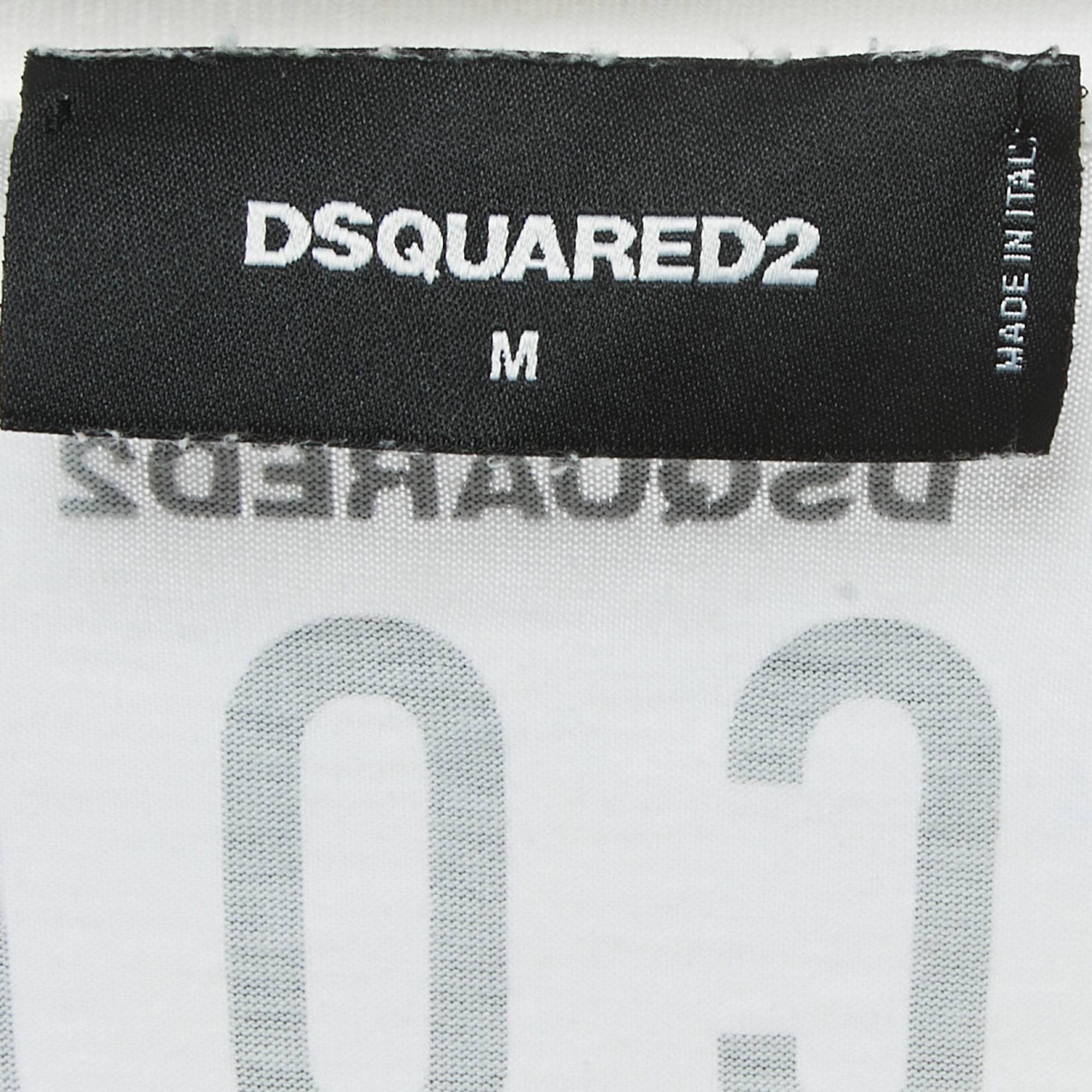 Dsquared2 White Champagne Print Cotton Crew Neck Half Sleeve T-Shirt M