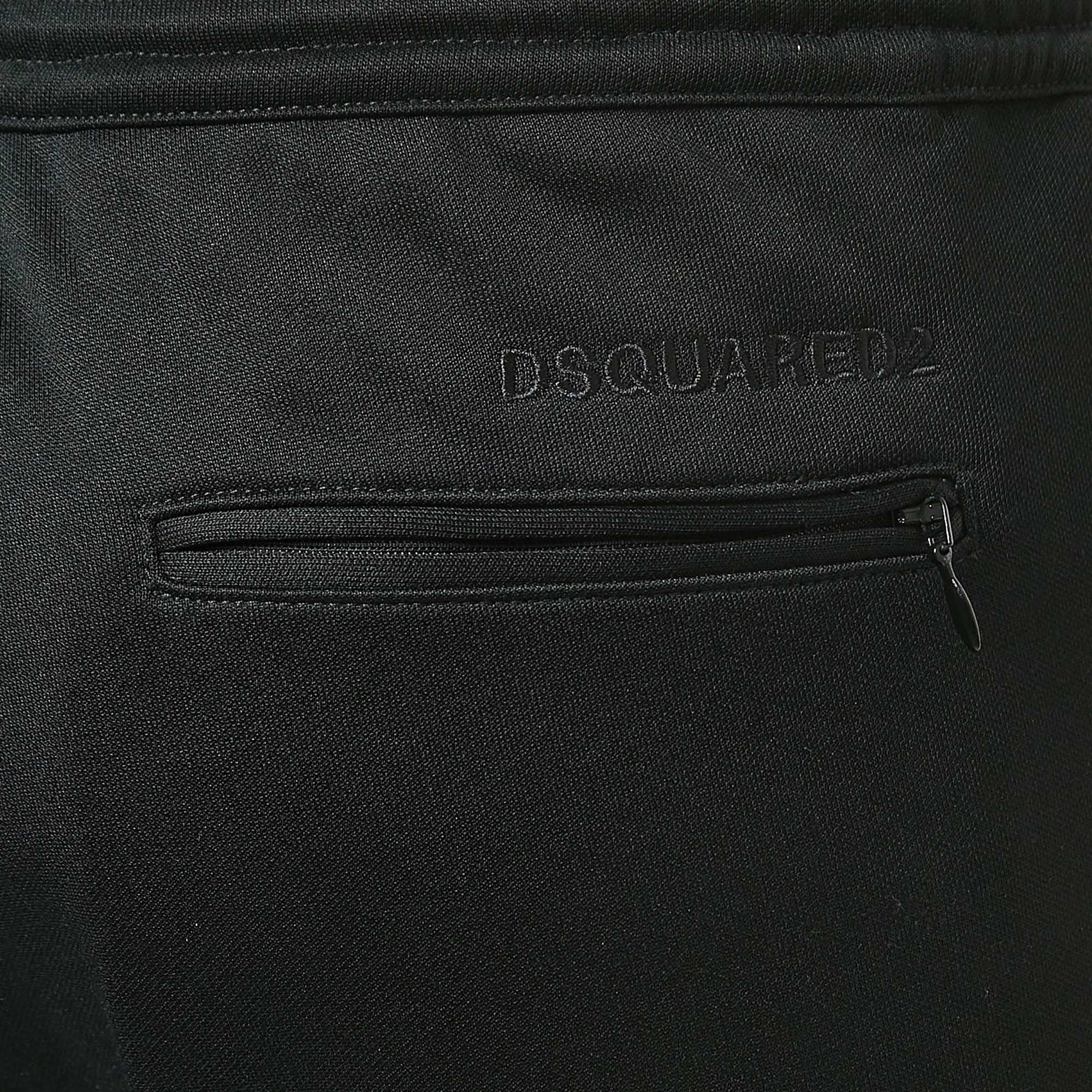 Dsquared2 Black Sequined Synthetic Drawstring Joggers M