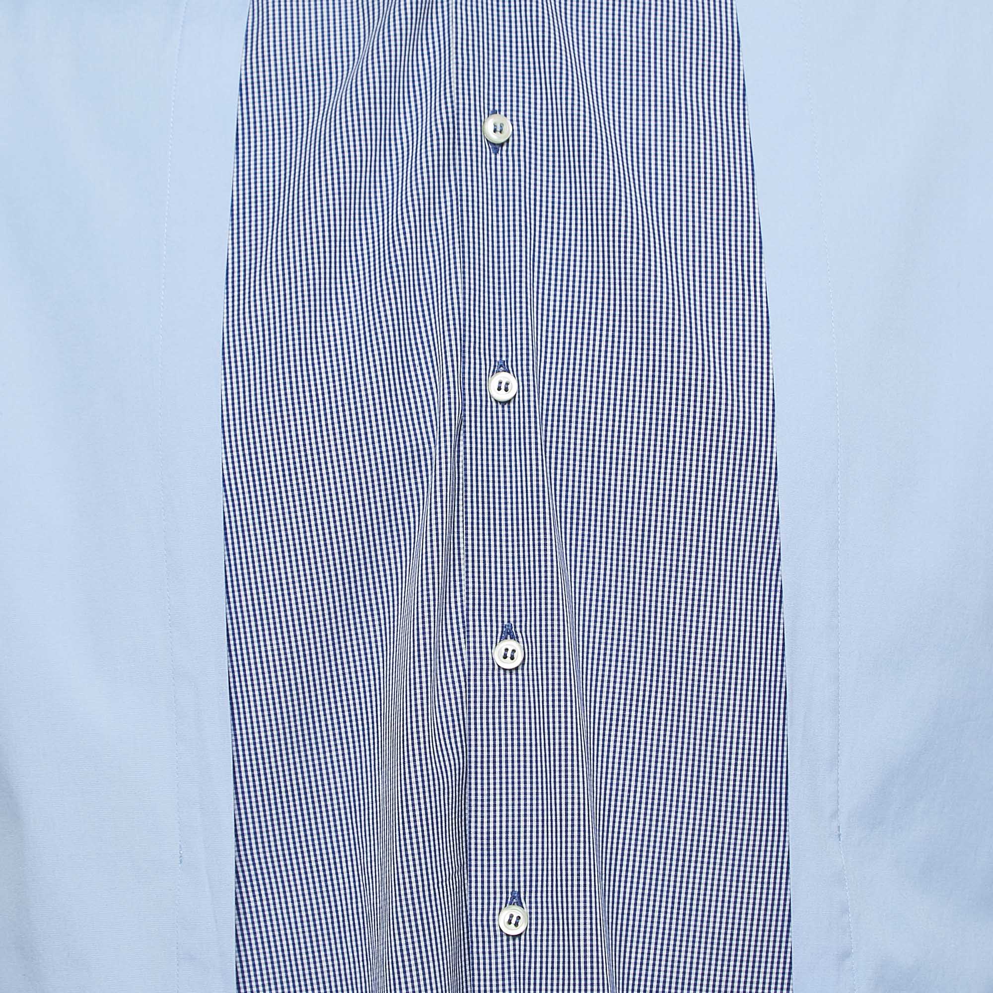 Dsquared2 Blue/Multicolor Colorblock Cotton Layered Shirt L
